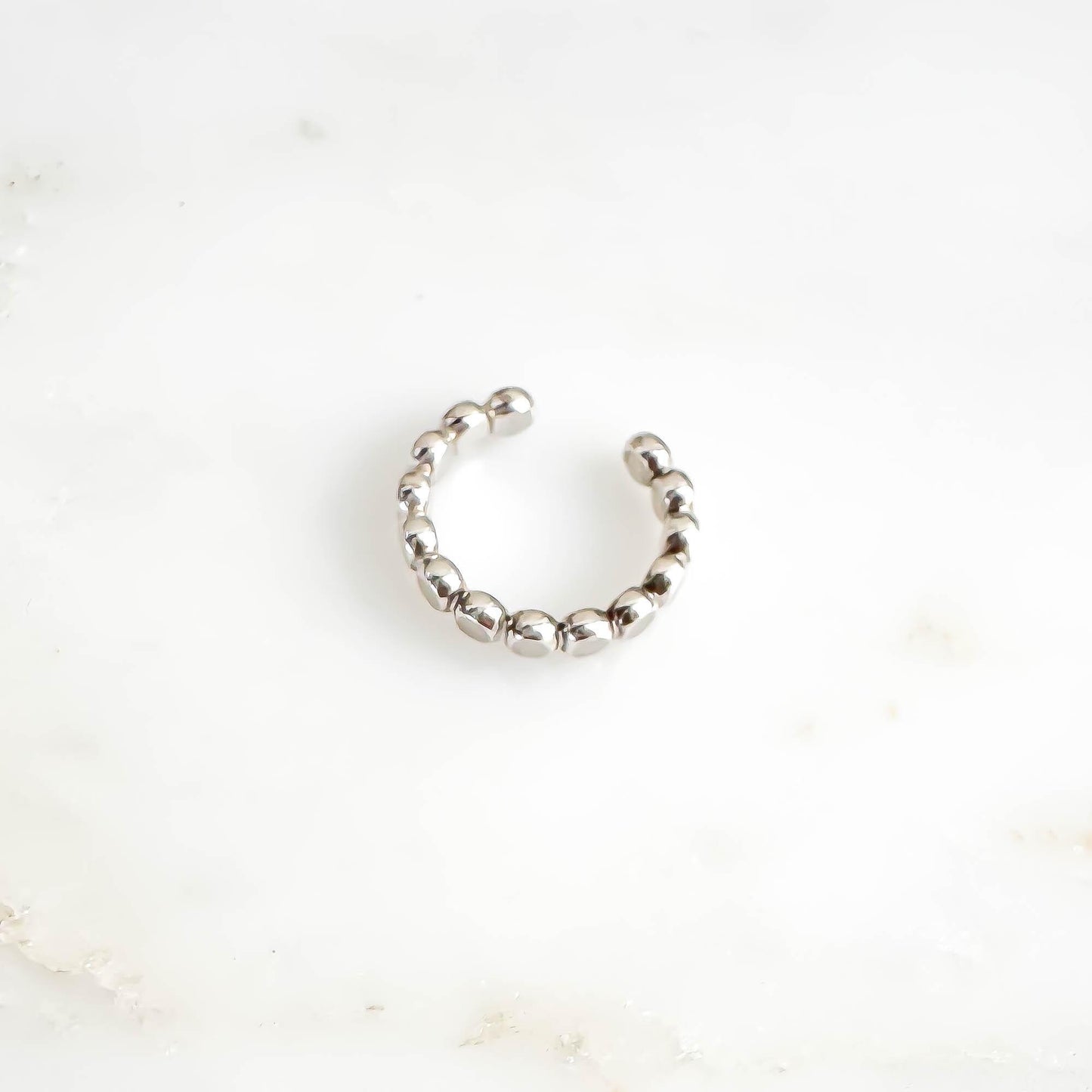 Flat Bead Conch Ear Cuff, Sterling Silver