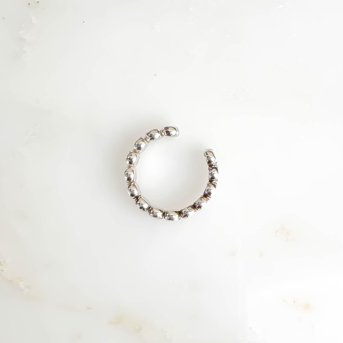 Flat Bead Conch Ear Cuff, Sterling Silver