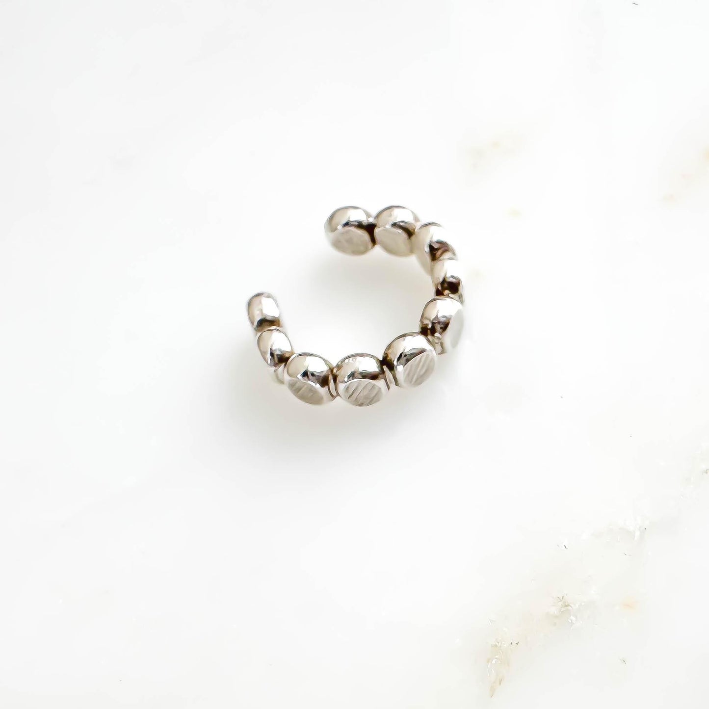 Flat Bead Mini Ear Cuff, Sterling Silver