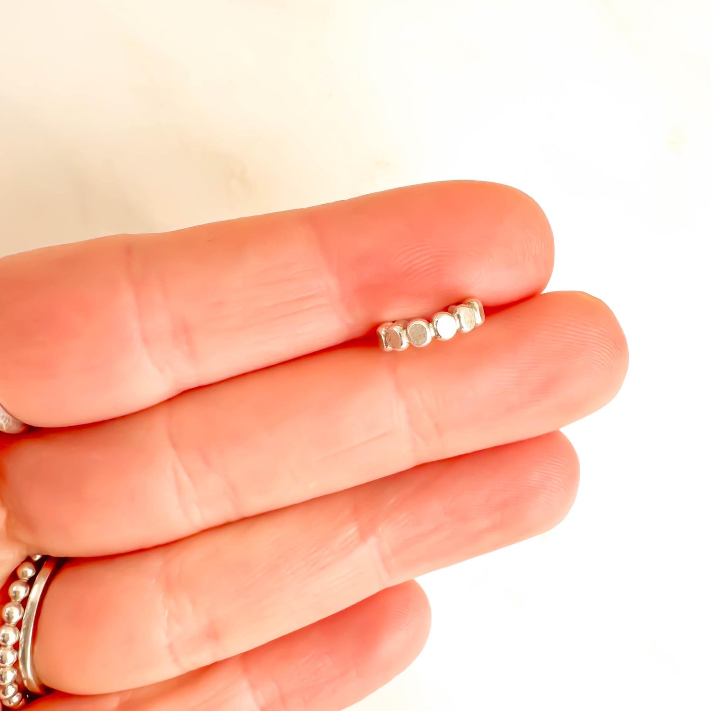 Flat Bead Mini Ear Cuff, Sterling Silver