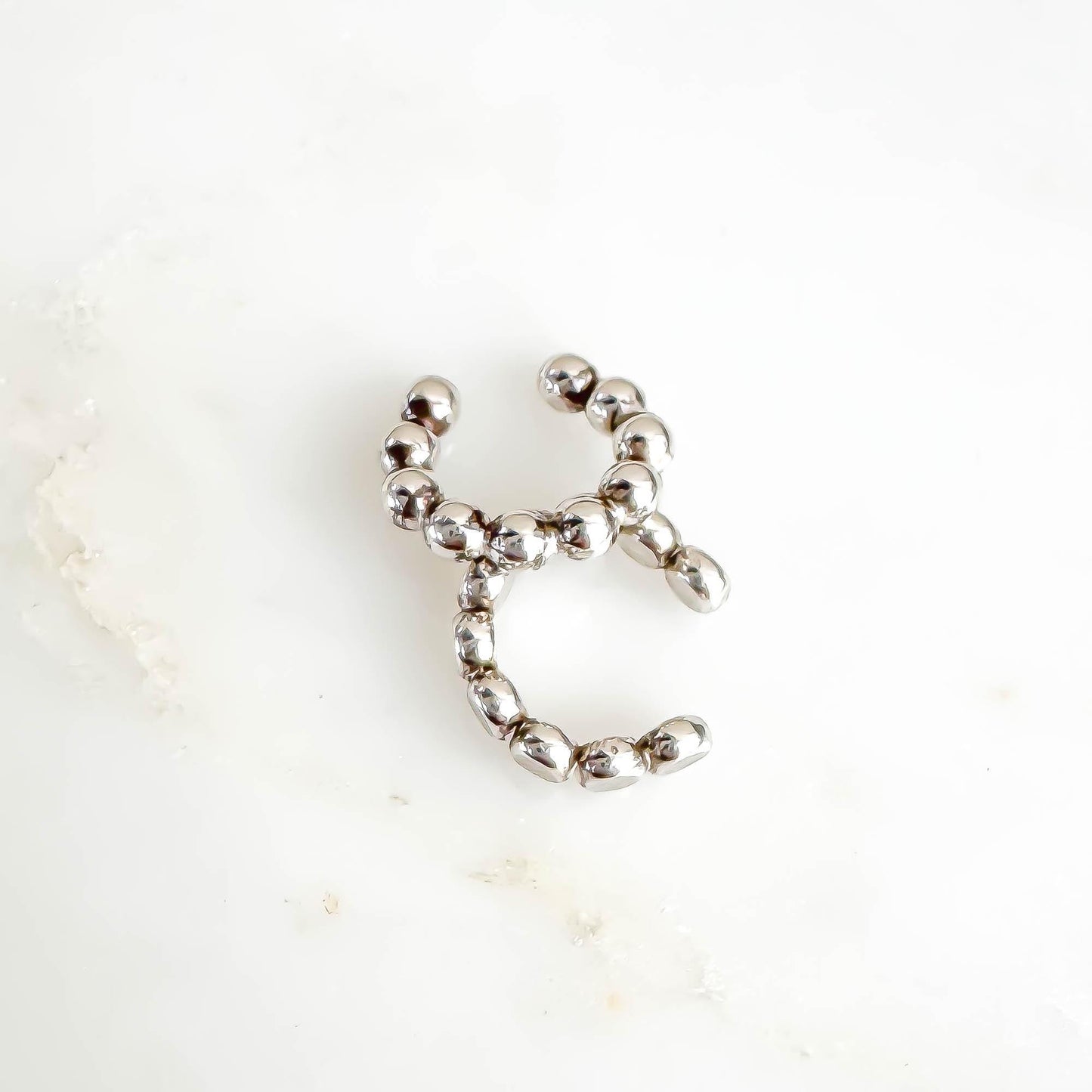 Bubble Bead Cartilage Mini Ear Cuff, Sterling Silver