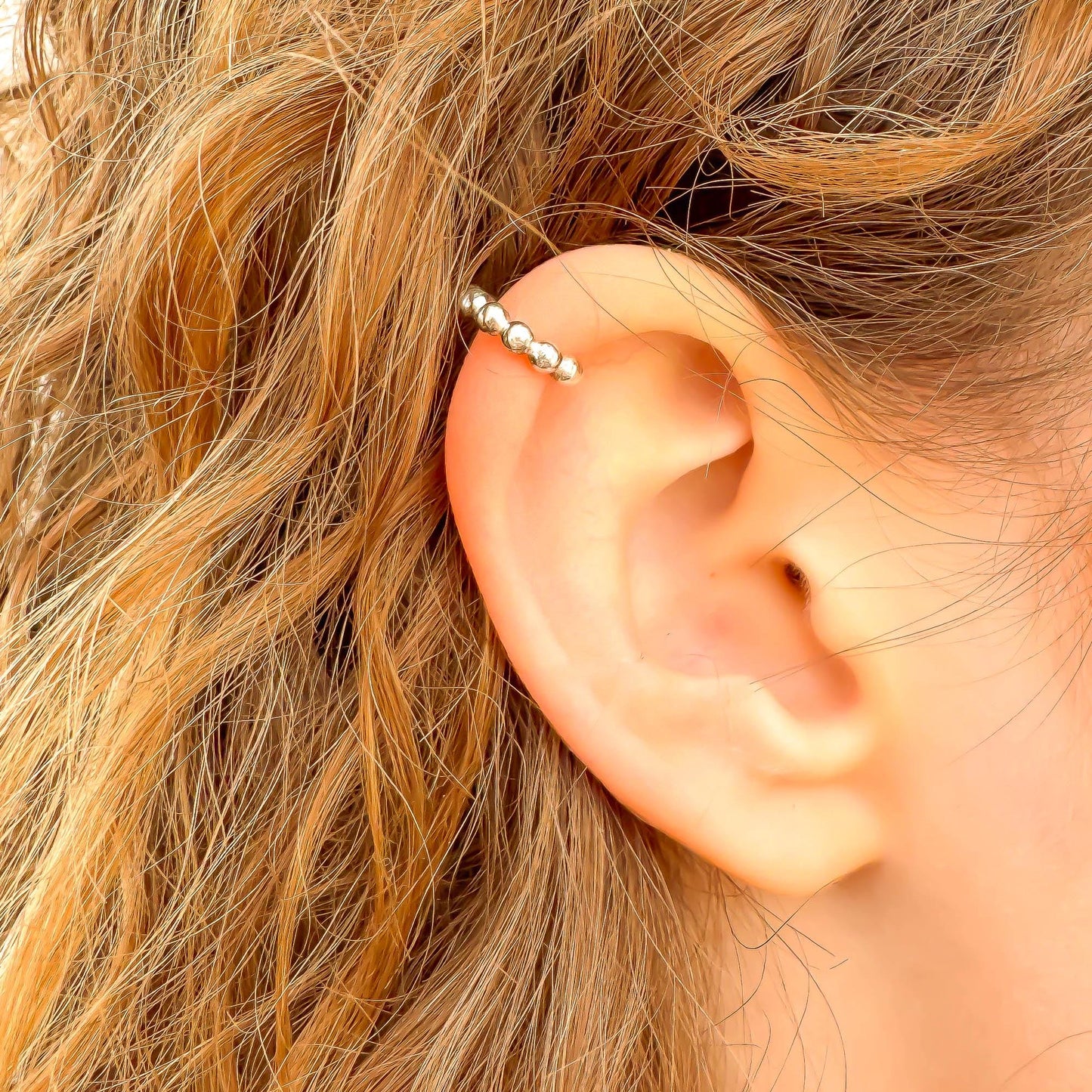 Bubble Bead Cartilage Mini Ear Cuff, Sterling Silver