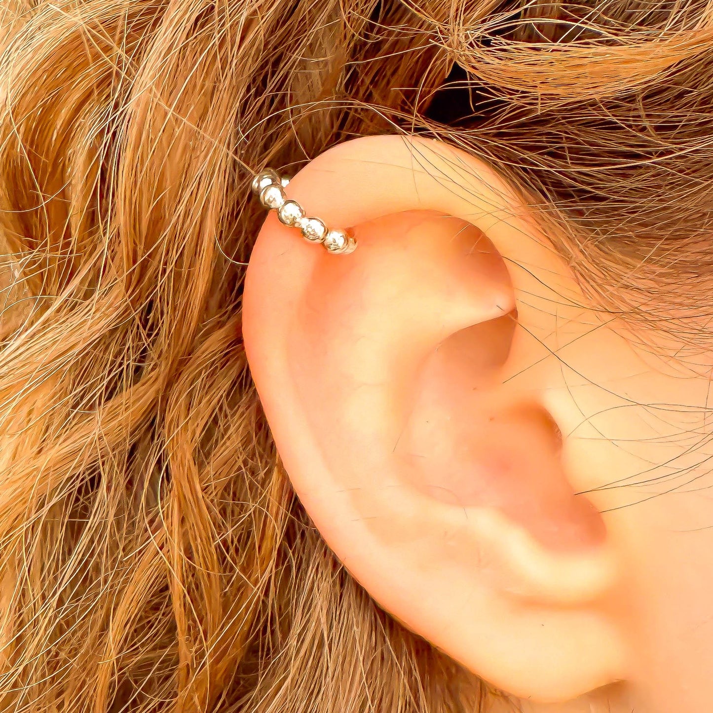 Bubble Bead Cartilage Mini Ear Cuff, Sterling Silver
