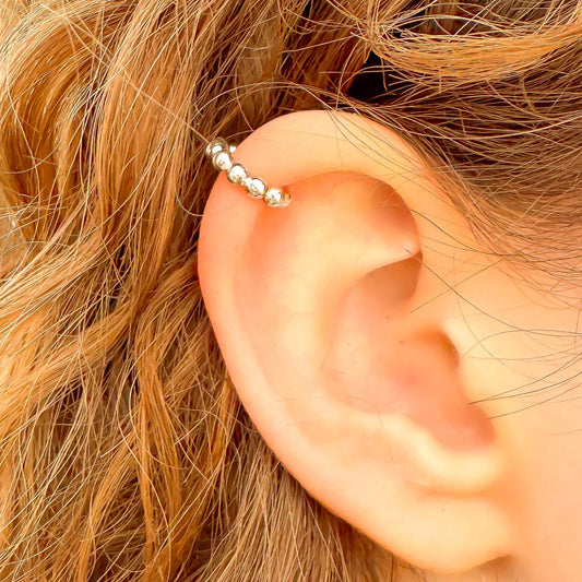Bubble Bead Cartilage Mini Ear Cuff, Sterling Silver