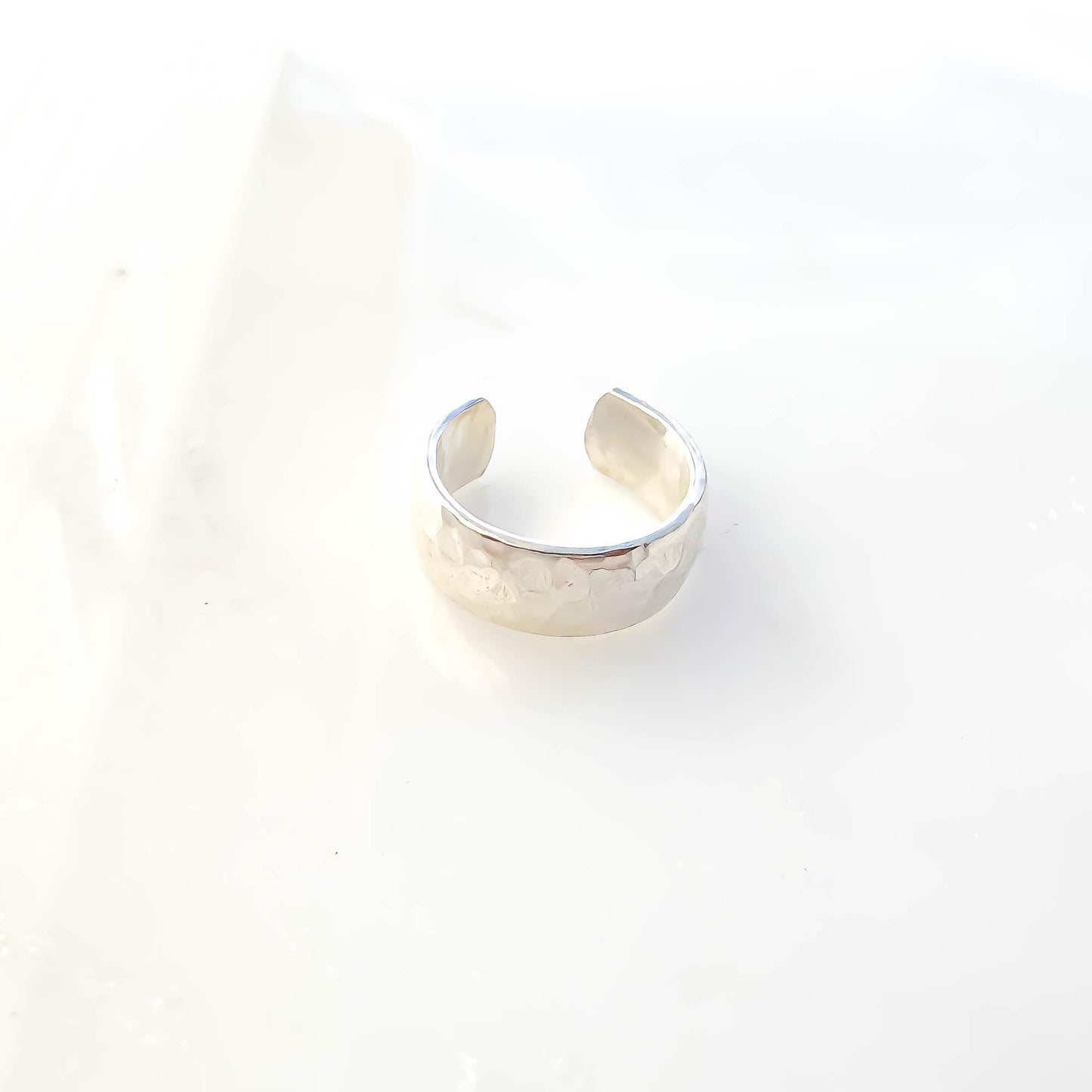 Hammered Thick Conch Ear Cuff, Sterling Silver