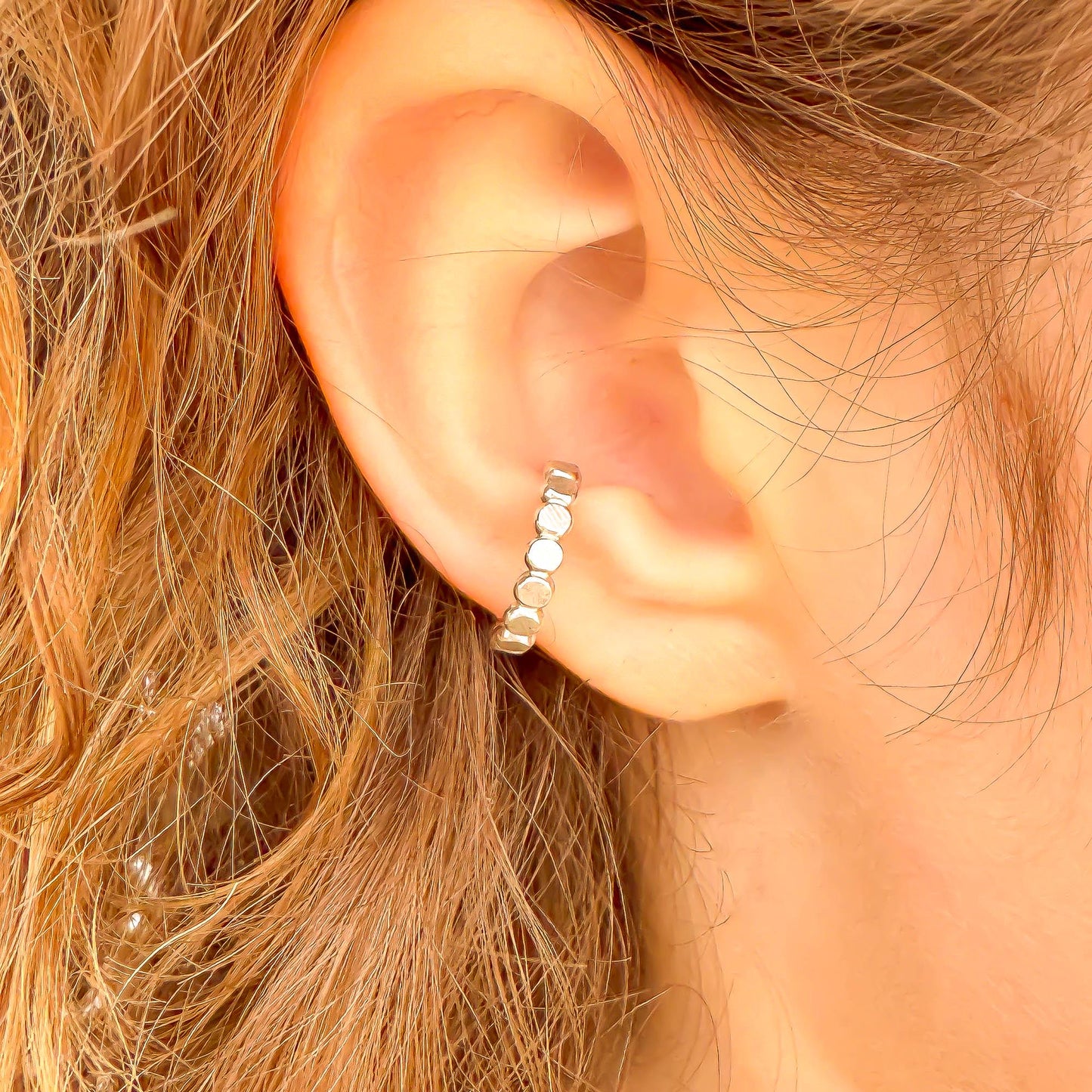 Flat Bead Conch Ear Cuff, Sterling Silver