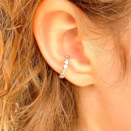 Flat Bead Conch Ear Cuff, Sterling Silver