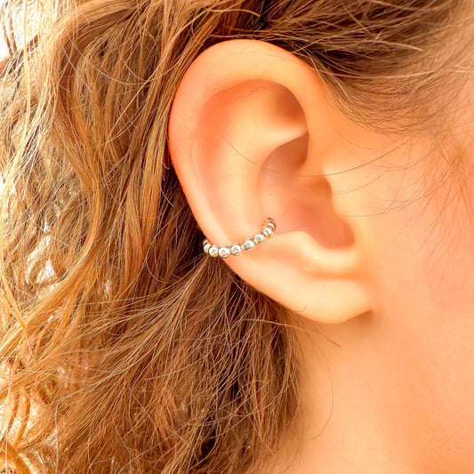 Bubble Bead Conch Ear Cuff, Sterling Silver