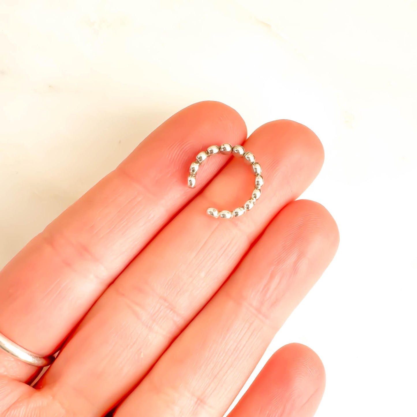 Flat Bead Conch Ear Cuff, Sterling Silver