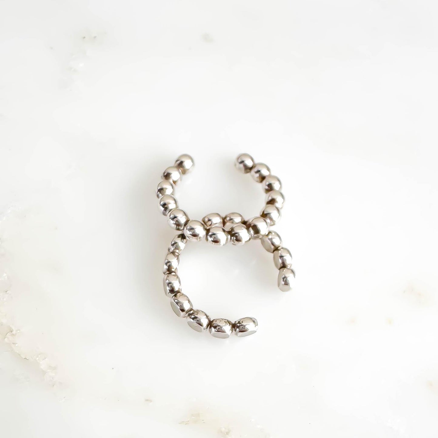 Bubble Bead Conch Ear Cuff, Sterling Silver