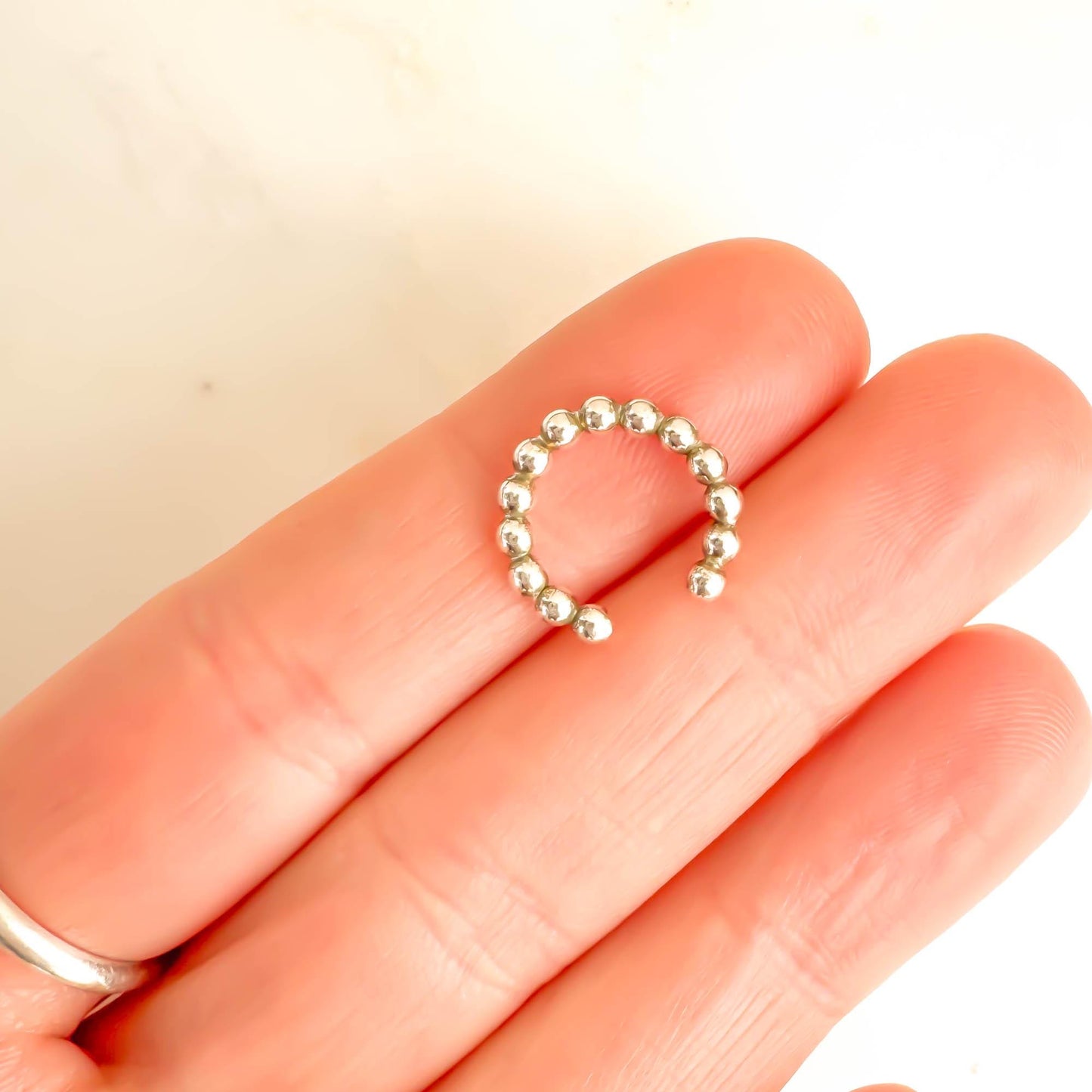 Bubble Bead Conch Ear Cuff, Sterling Silver