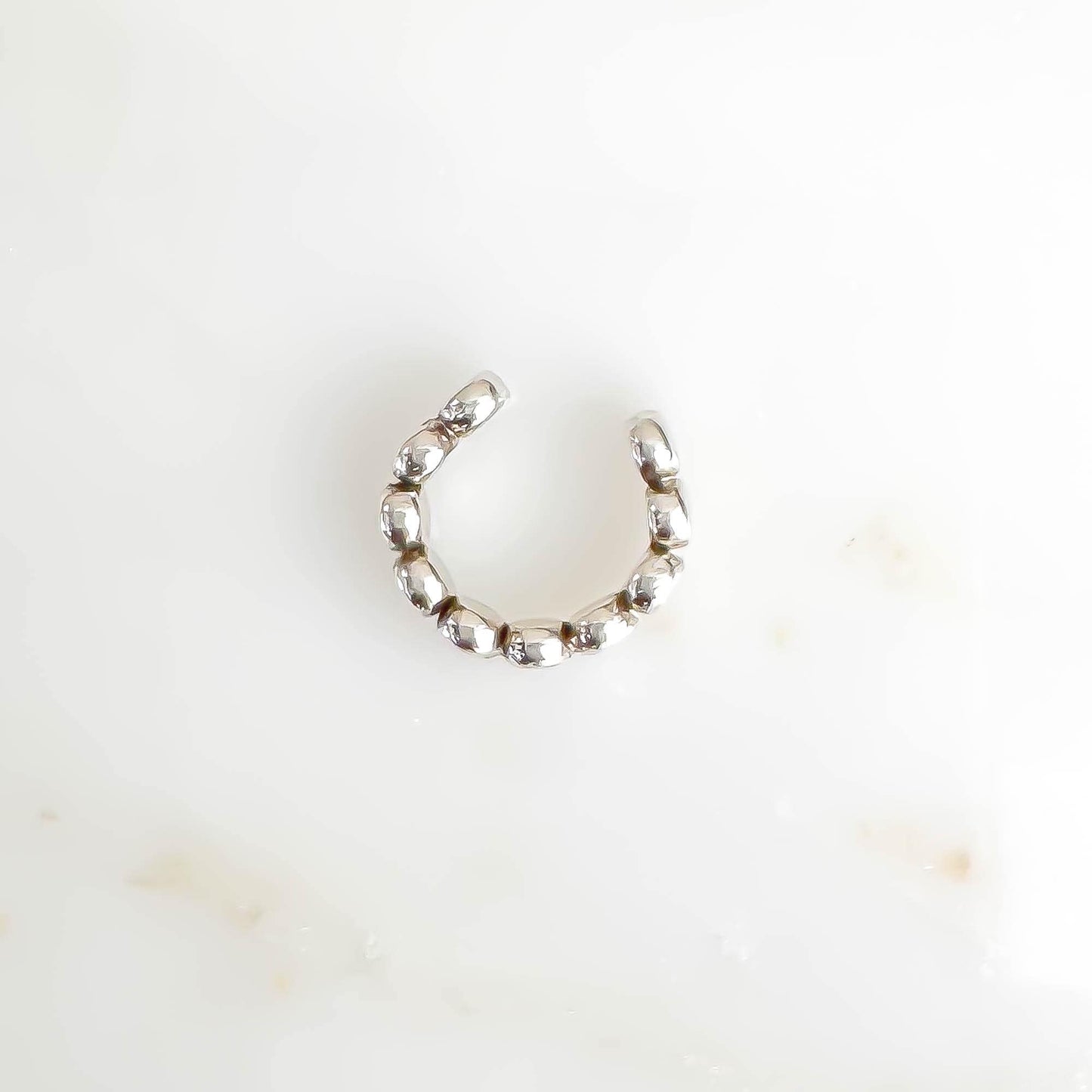 Flat Bead Mini Ear Cuff, Sterling Silver