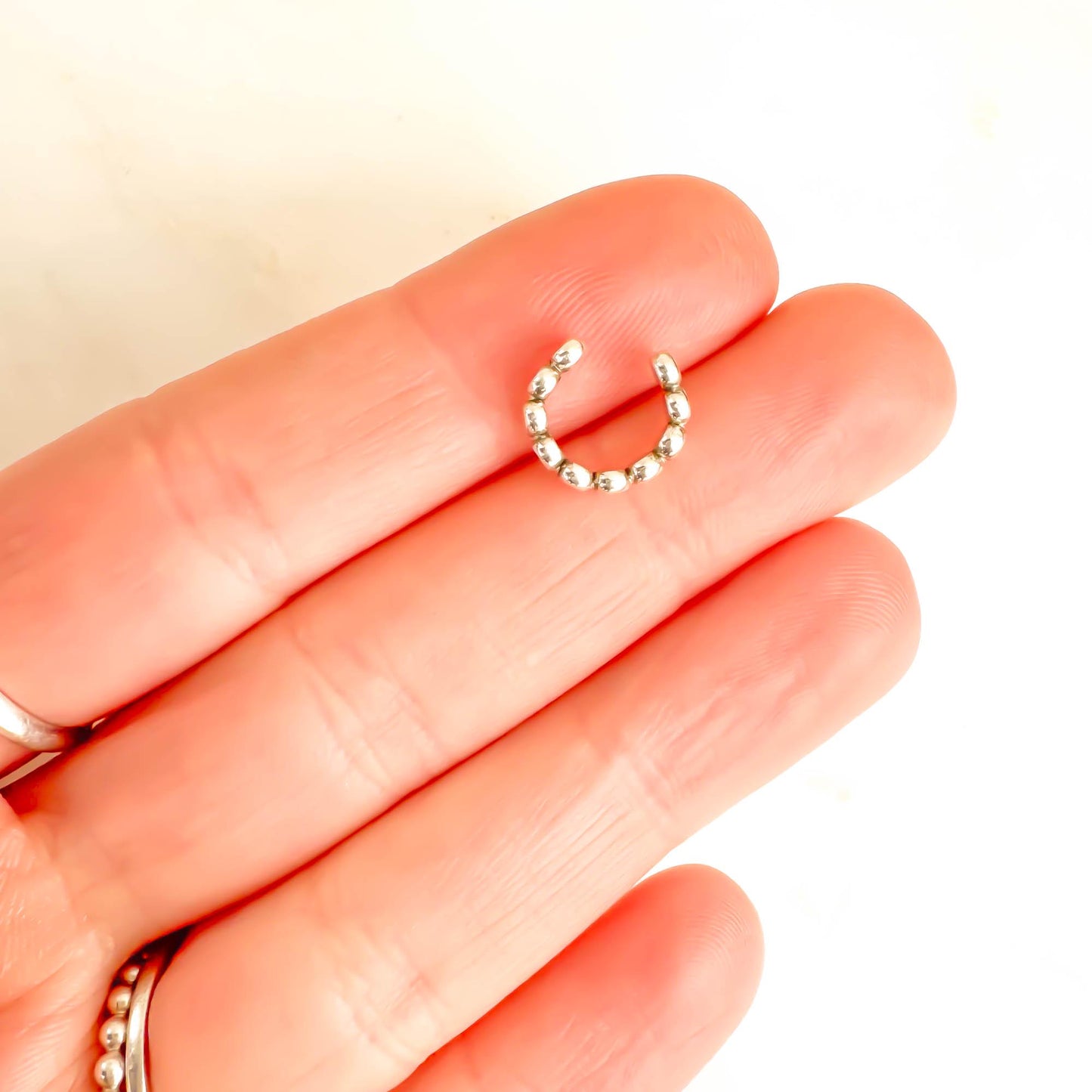 Flat Bead Mini Ear Cuff, Sterling Silver