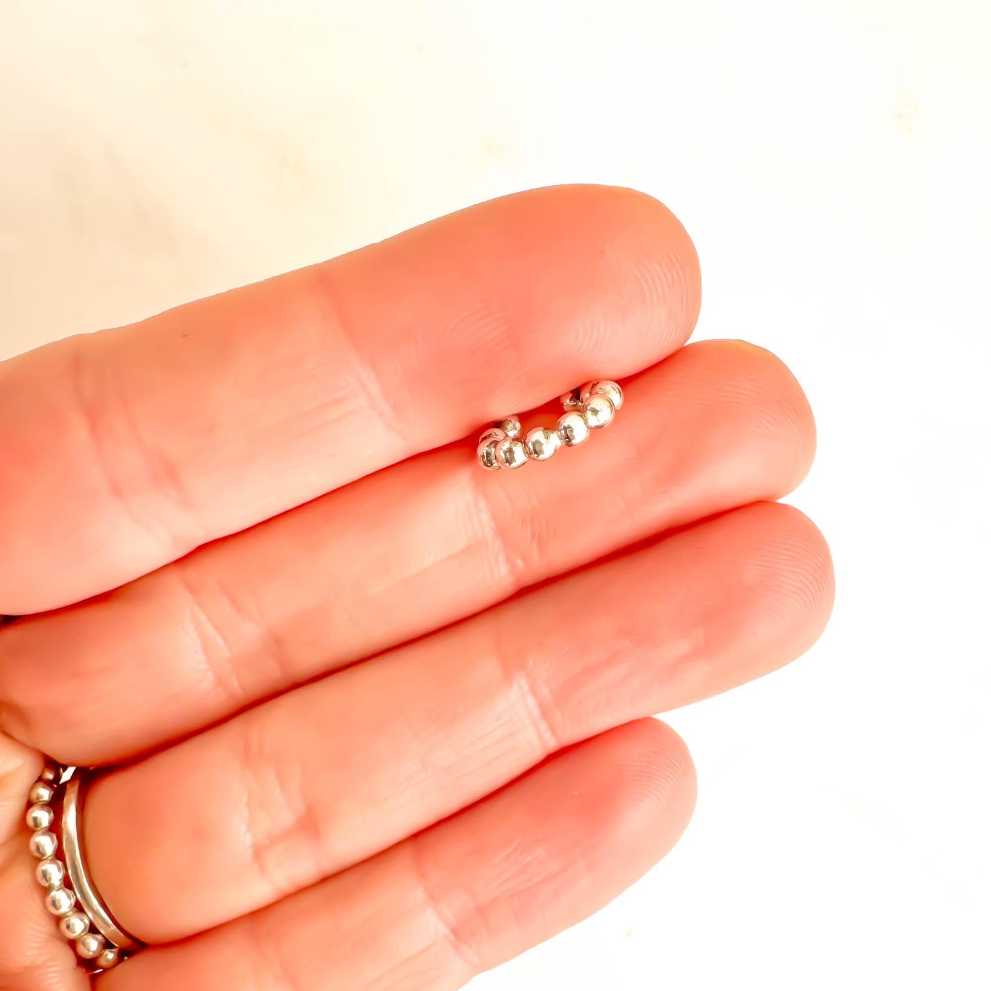 Bubble Bead Cartilage Mini Ear Cuff, Sterling Silver