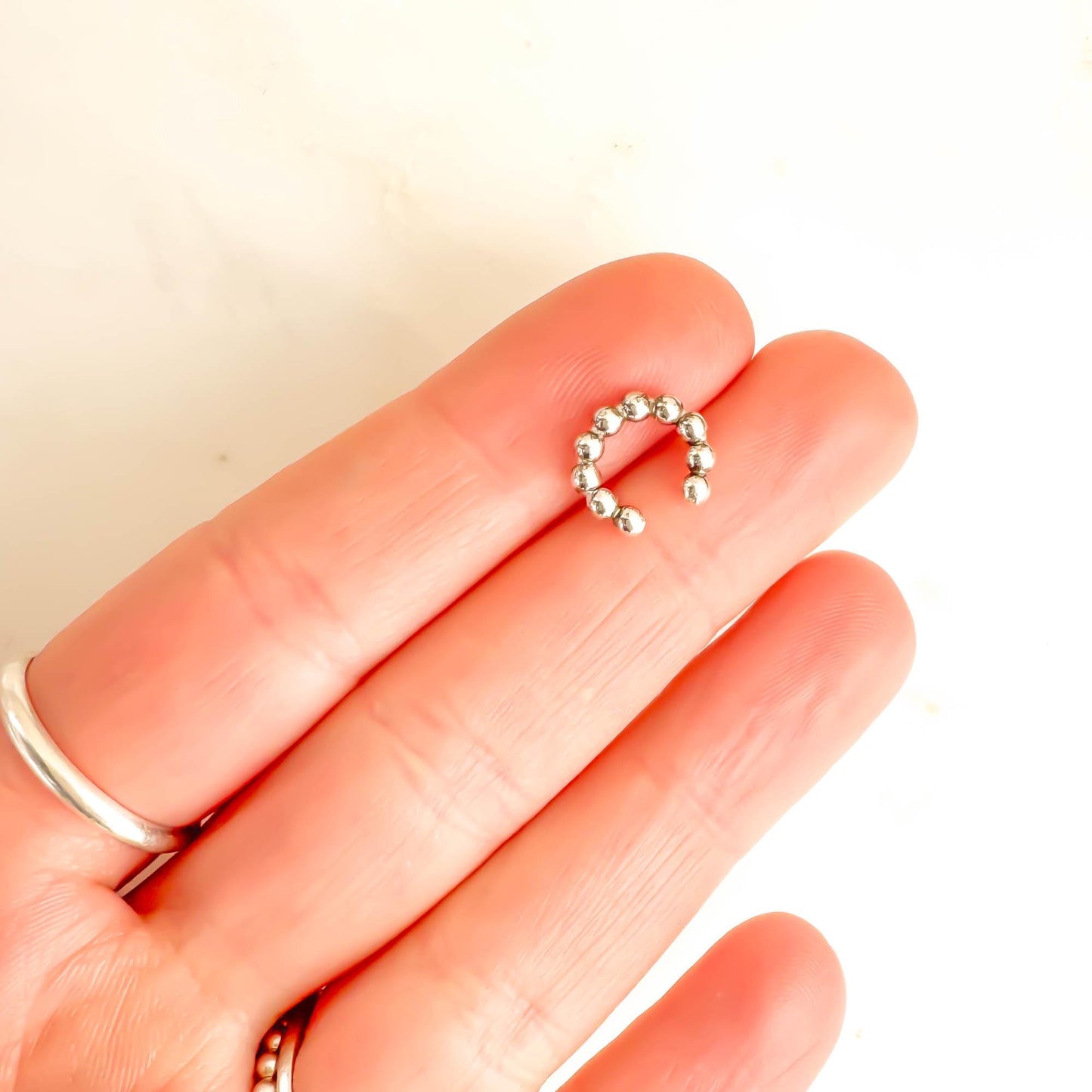 Bubble Bead Cartilage Mini Ear Cuff, Sterling Silver