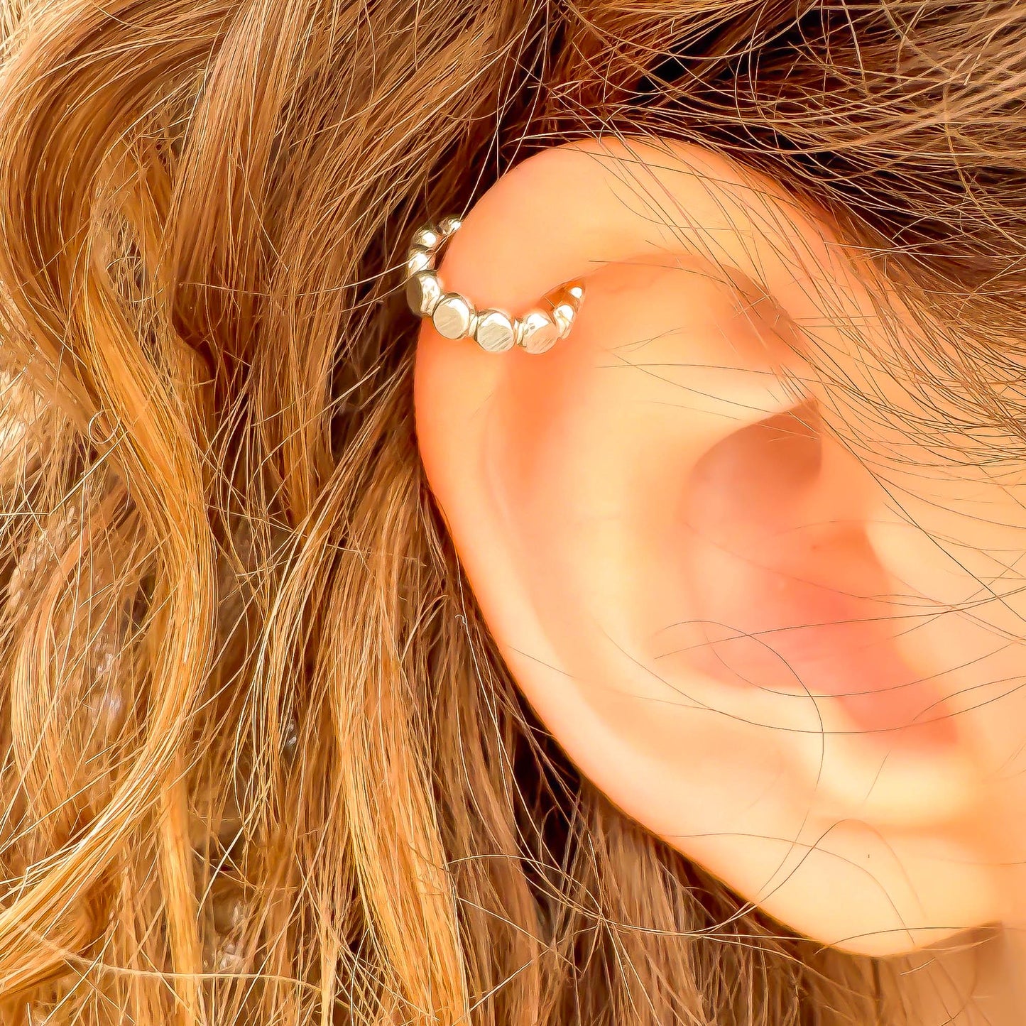 Flat Bead Mini Ear Cuff, Sterling Silver
