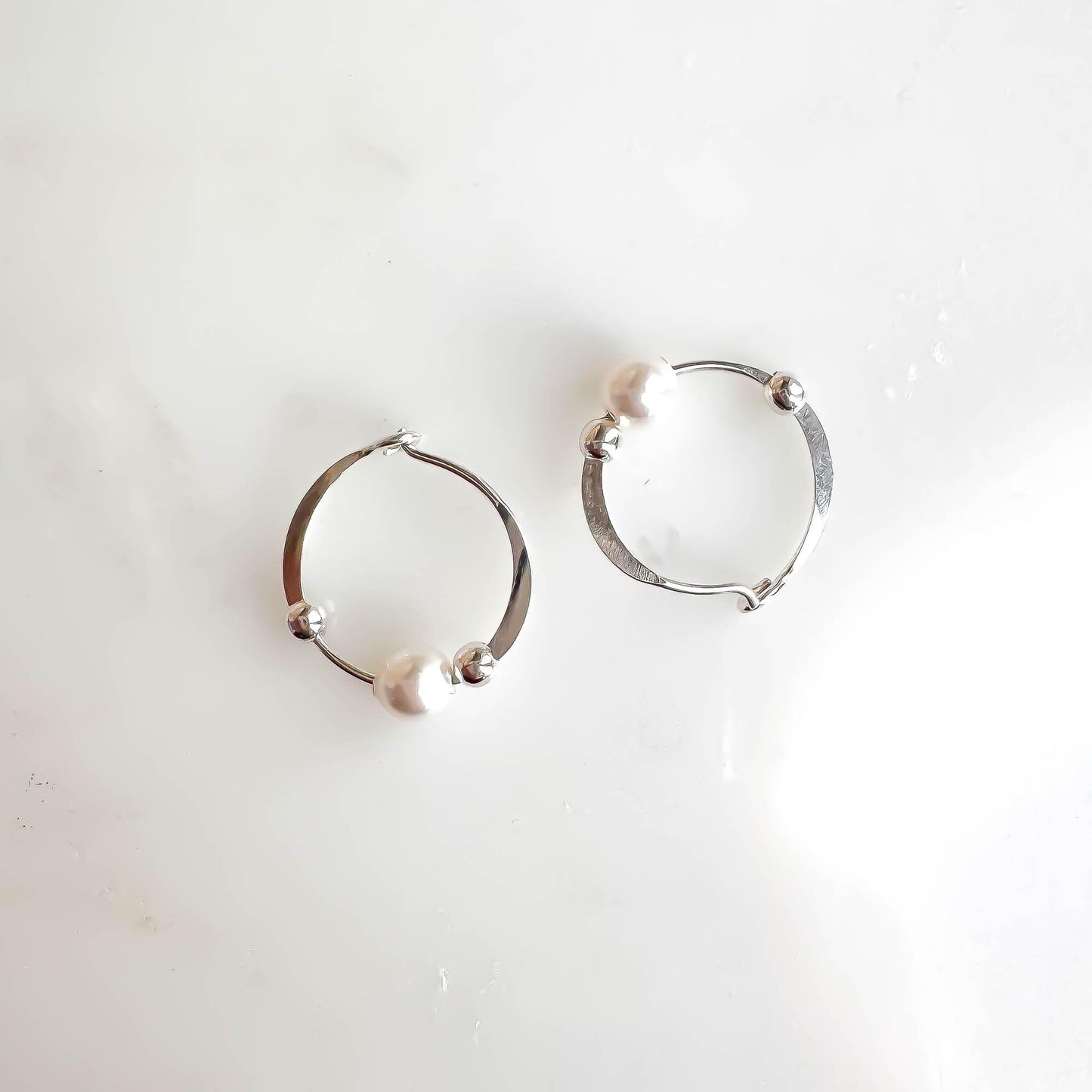 Crystal Pearl Bead Hoop Earrings, Sterling Silver