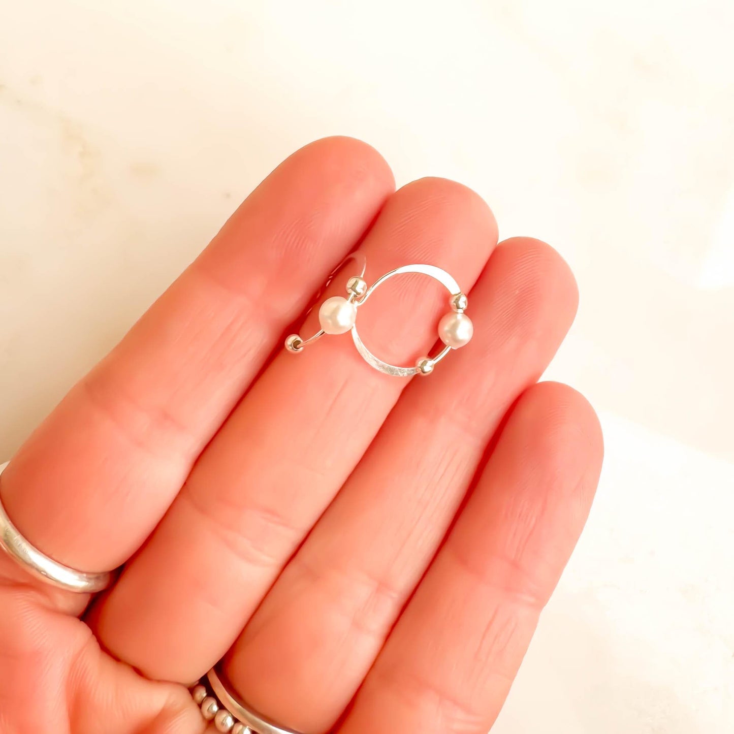 Crystal Pearl Bead Hoop Earrings, Sterling Silver