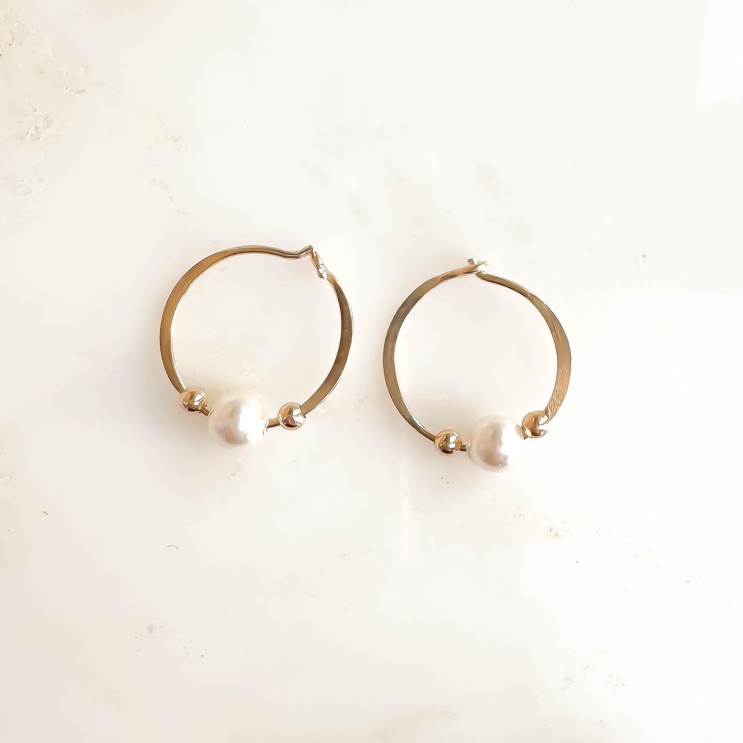 Crystal Pearl Bead Hoop Earrings, 14K Gold Filled