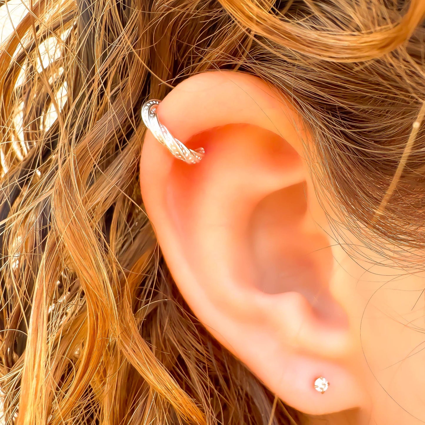 Thick Twist Mini Ear Cuff, Sterling Silver