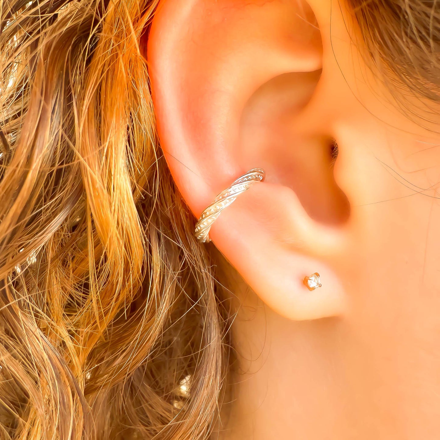 Thick Twist Conch Ear Cuff, Sterling Silver