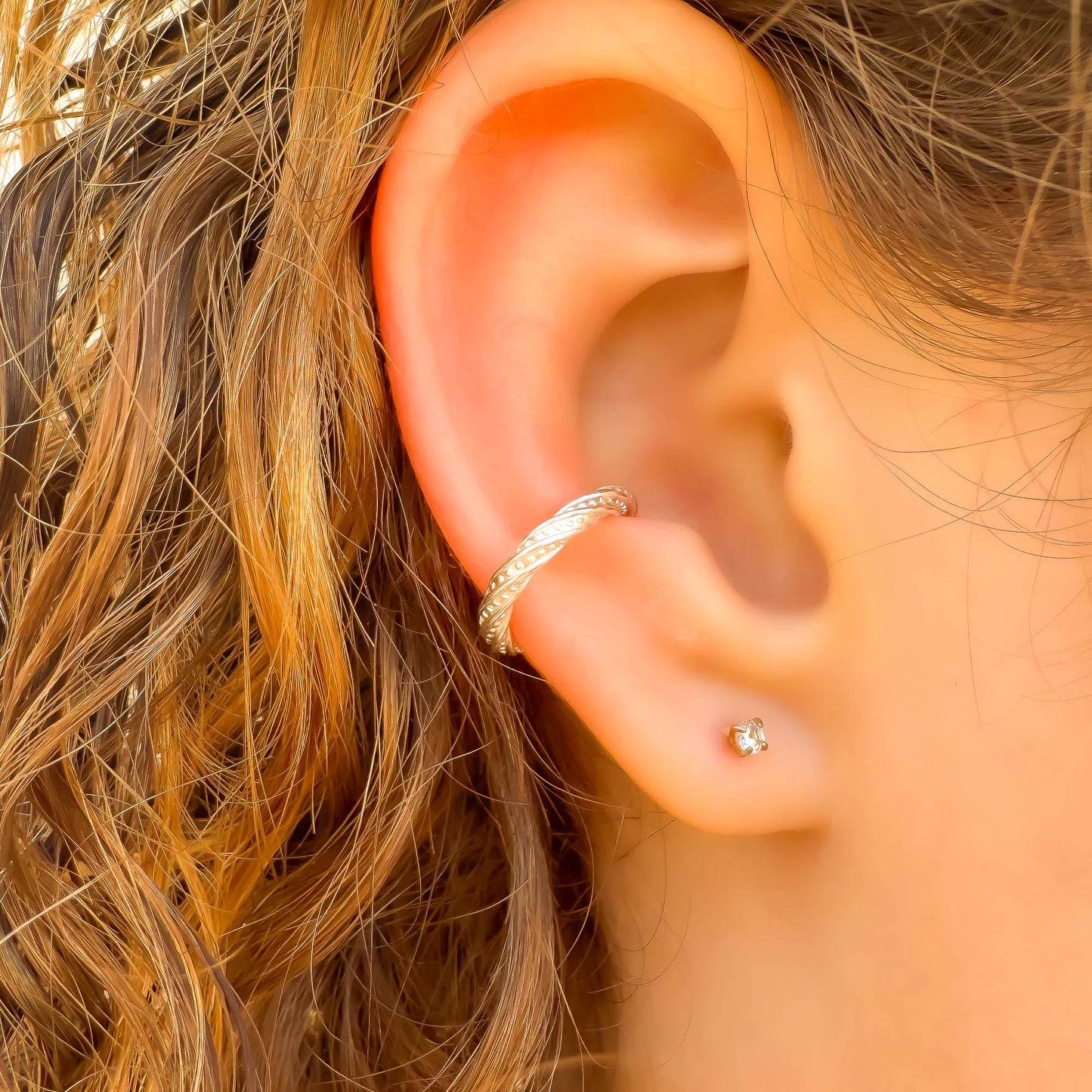 Thick Twist Conch Ear Cuff, Sterling Silver