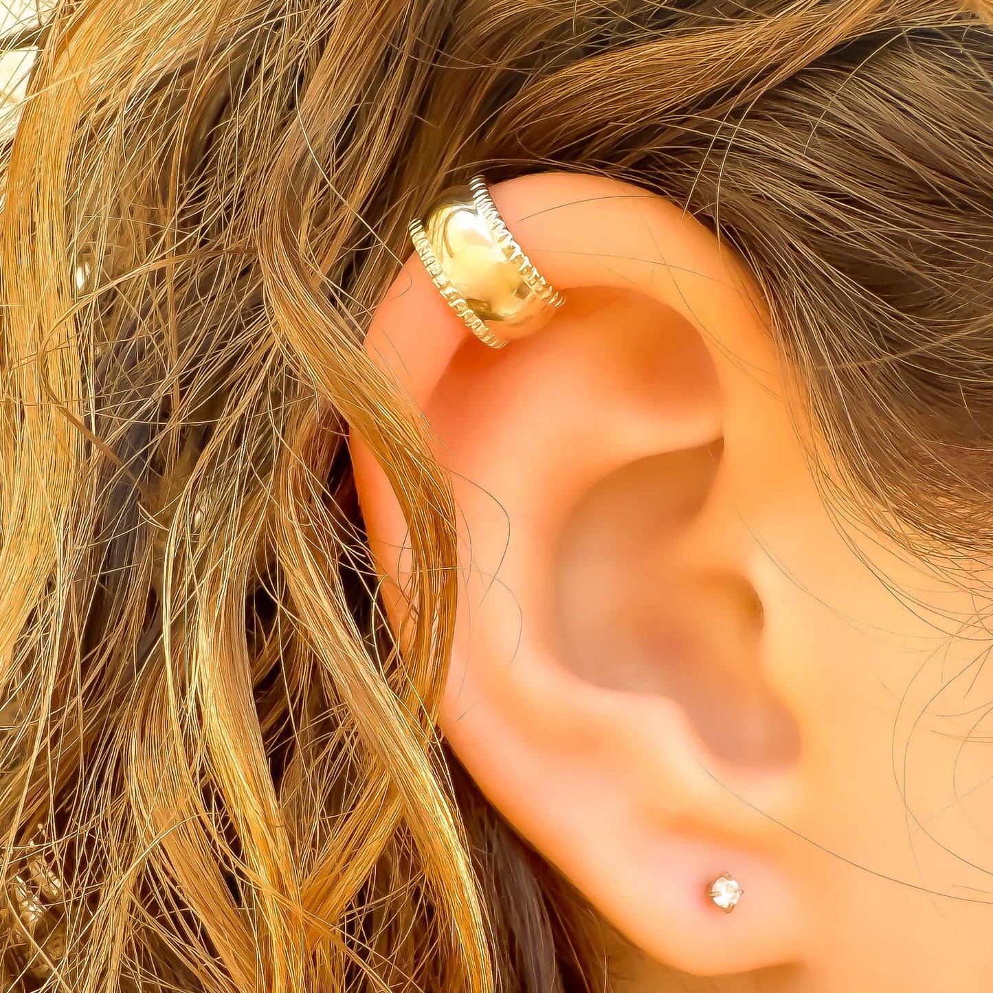 Mini Domed Thick Ear Cuff, 14K Gold Filled