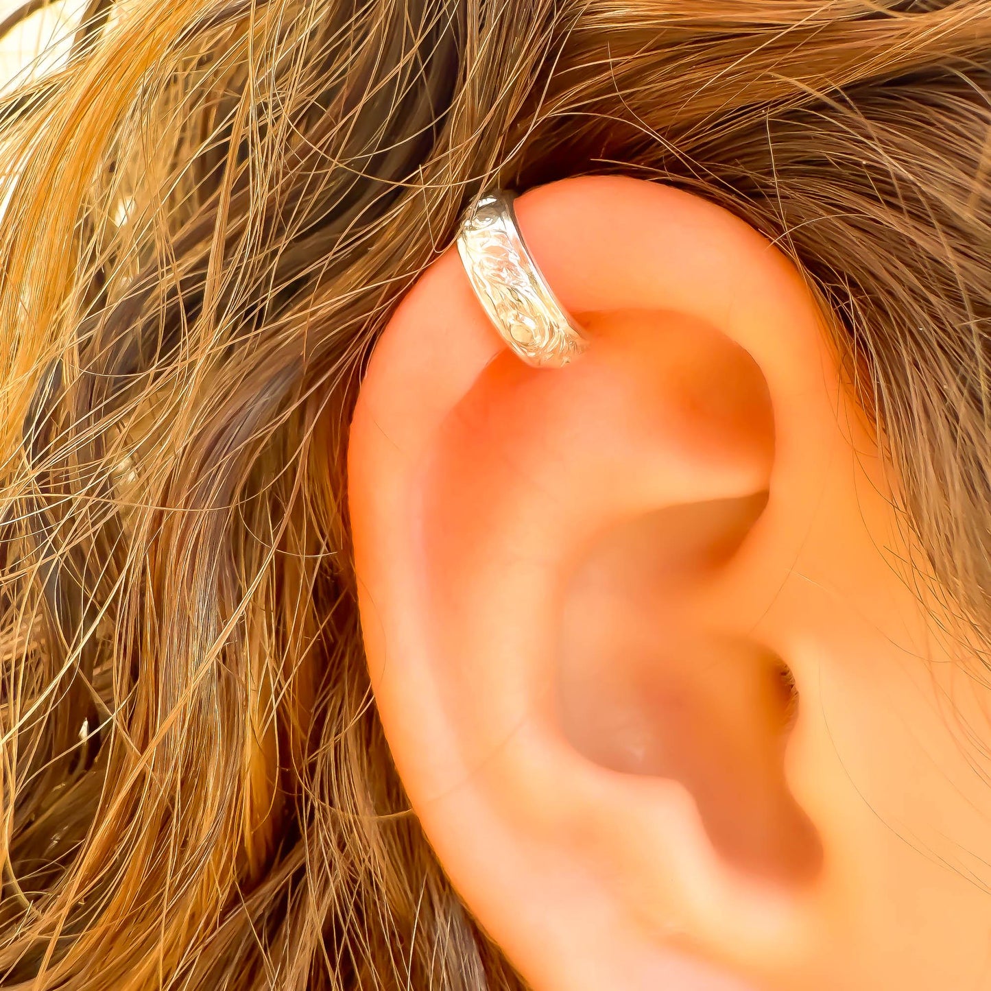 Leaf Swirl Mini Ear Cuff, Sterling Silver