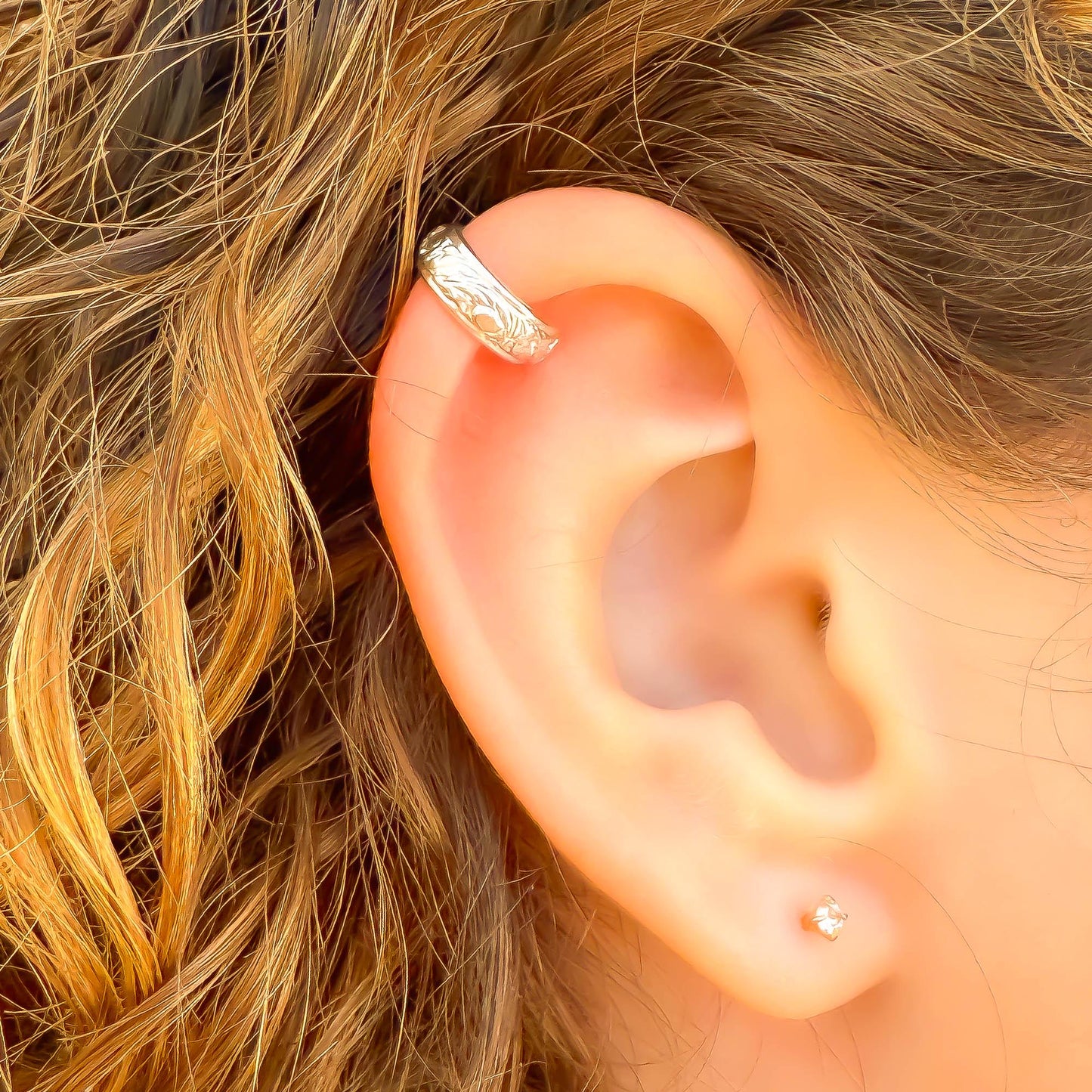 Leaf Swirl Mini Ear Cuff, Sterling Silver