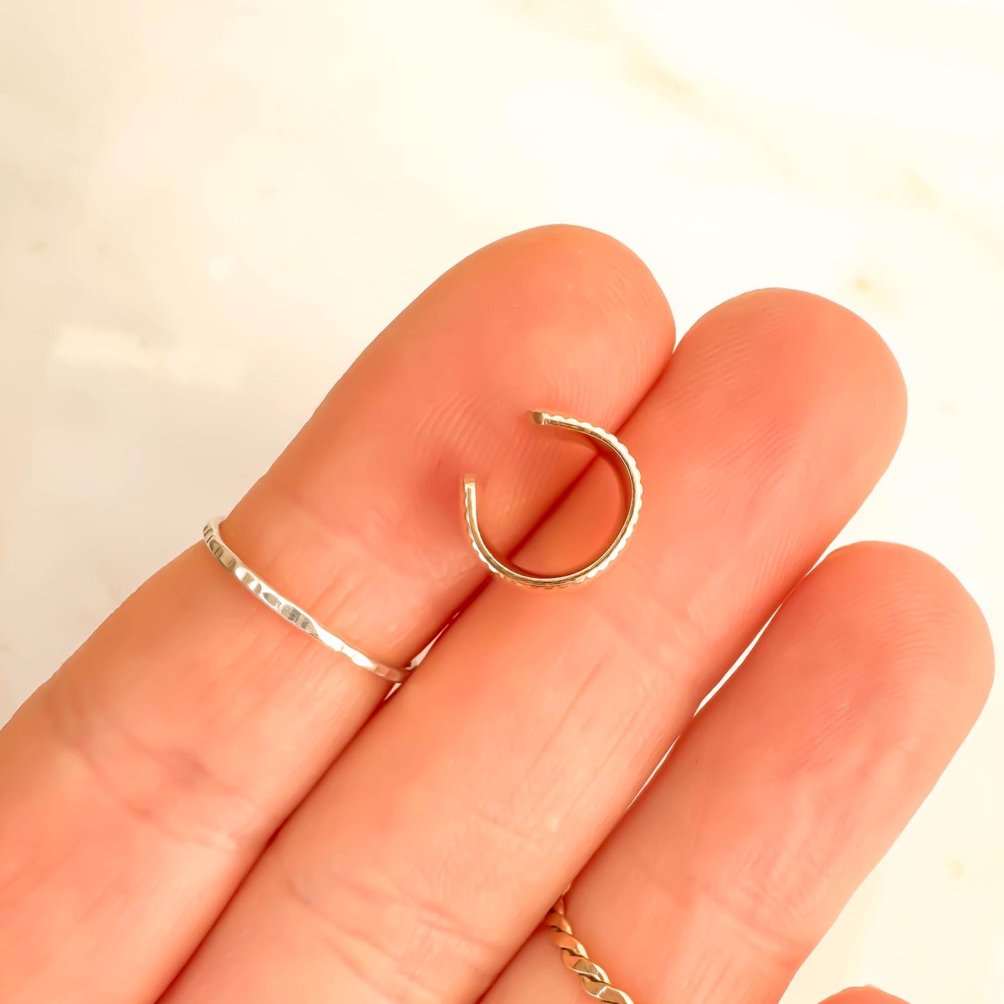 Mini Domed Thick Ear Cuff, 14K Gold Filled