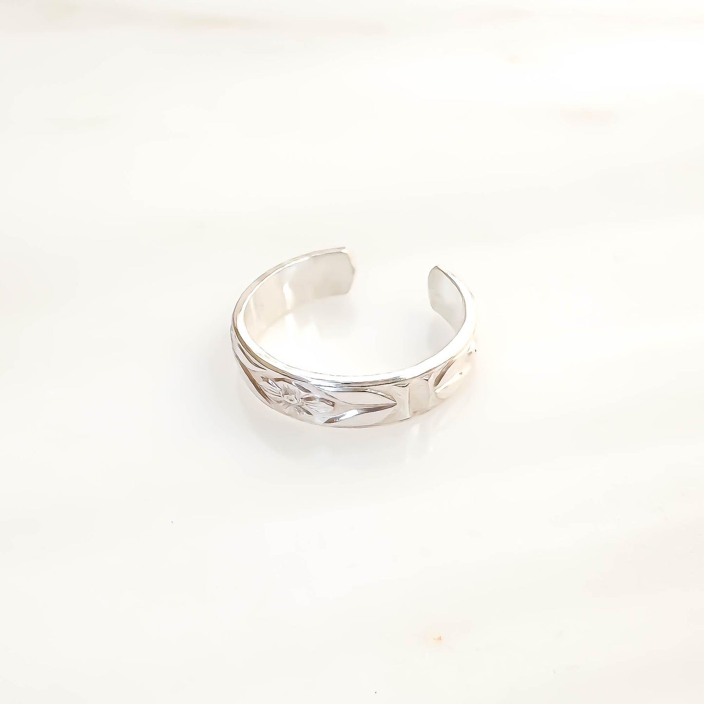 Floral Flat Conch Ear Cuff, Sterling Silver