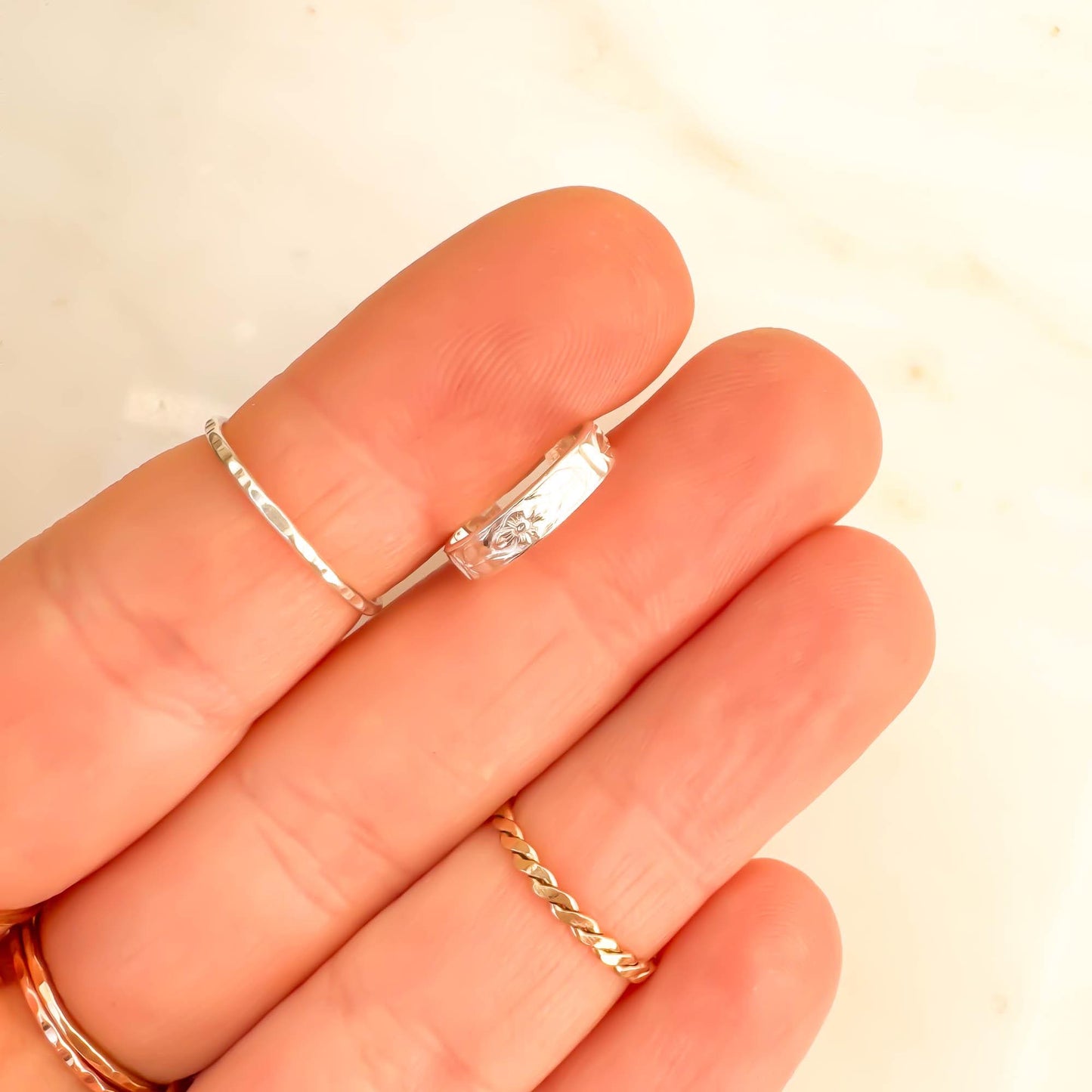 Floral Flat Conch Ear Cuff, Sterling Silver