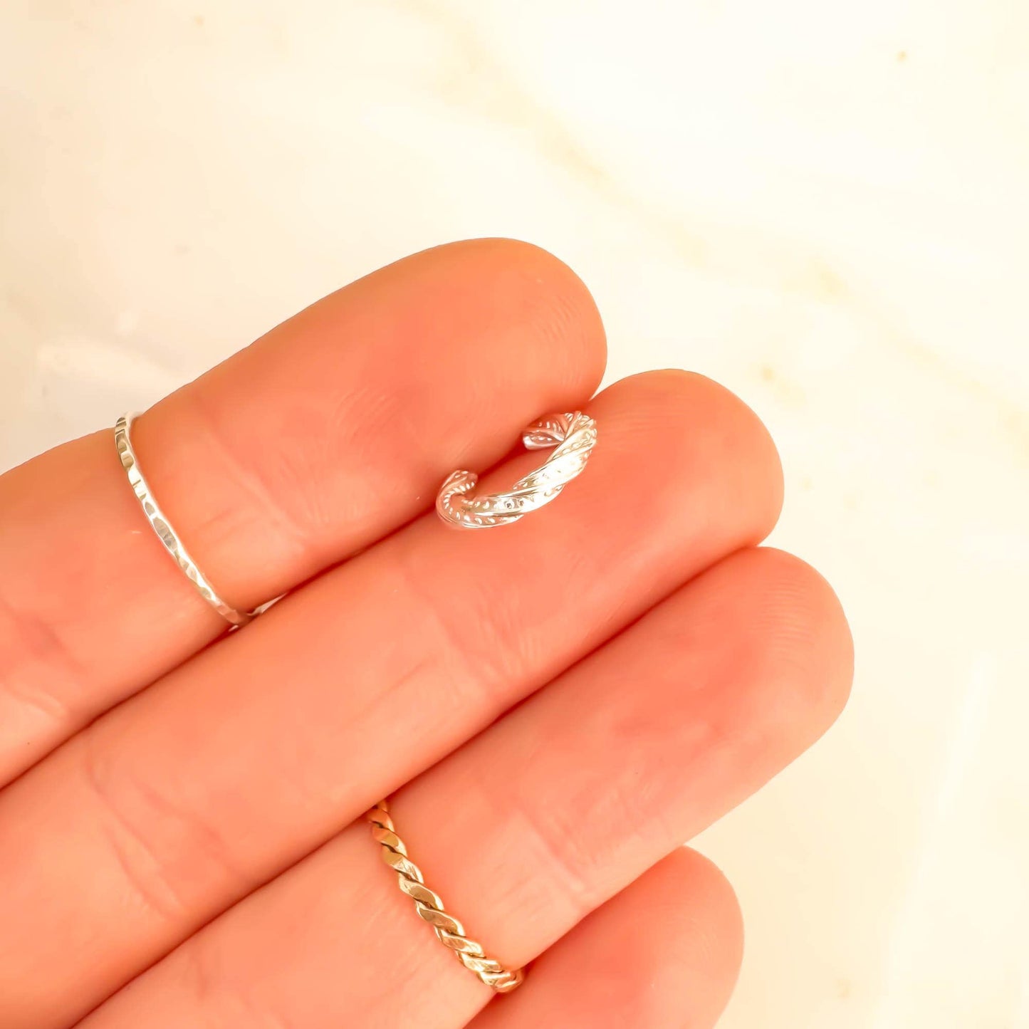 Thick Twist Mini Ear Cuff, Sterling Silver