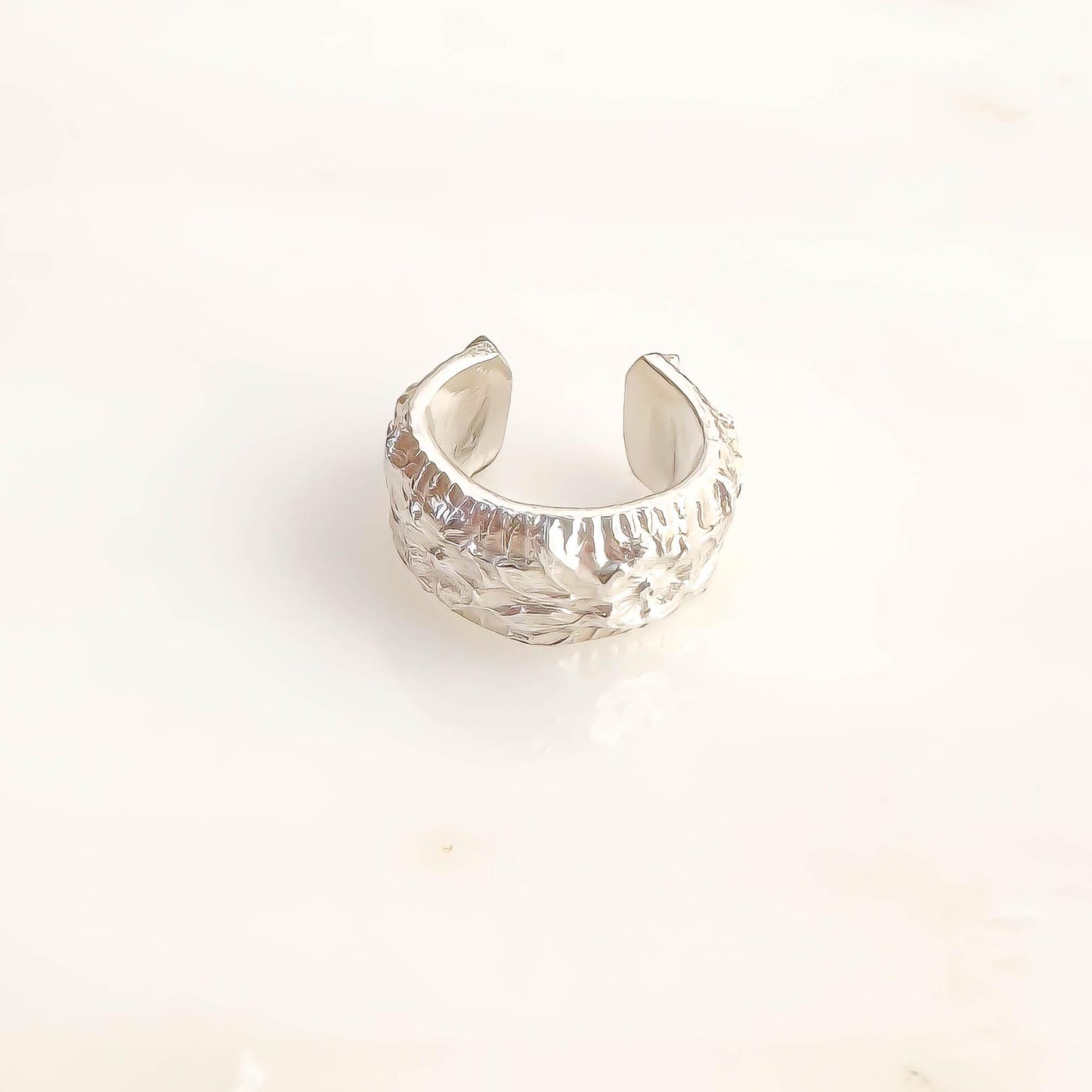 Floral Thick Mini Ear Cuff, Sterling Silver