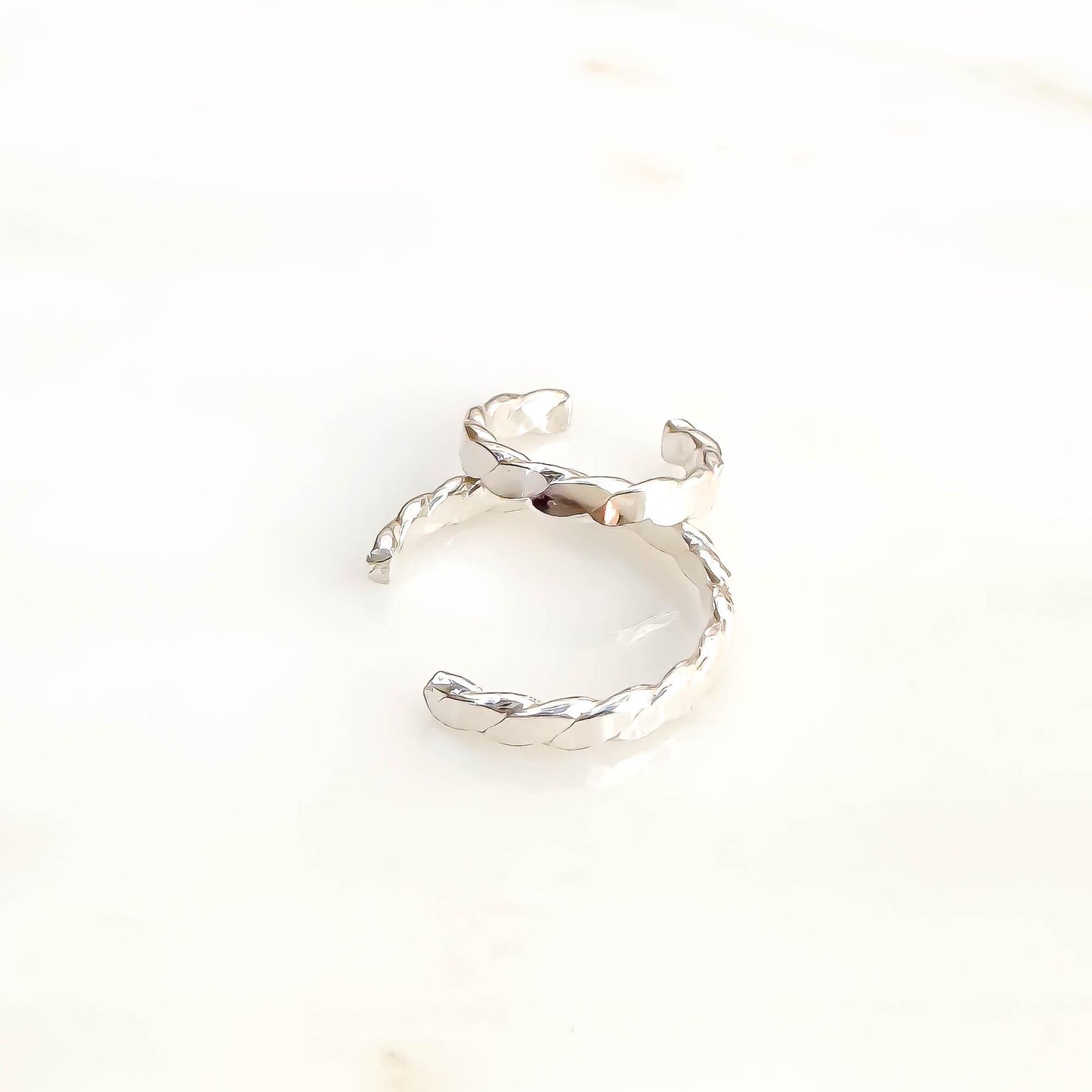 Flat Woven Mini Ear Cuff, Sterling Silver