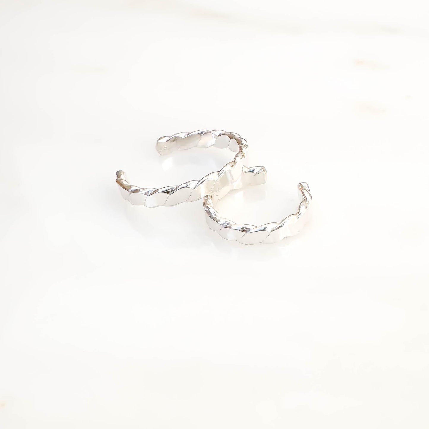 Flat Woven Mini Ear Cuff, Sterling Silver
