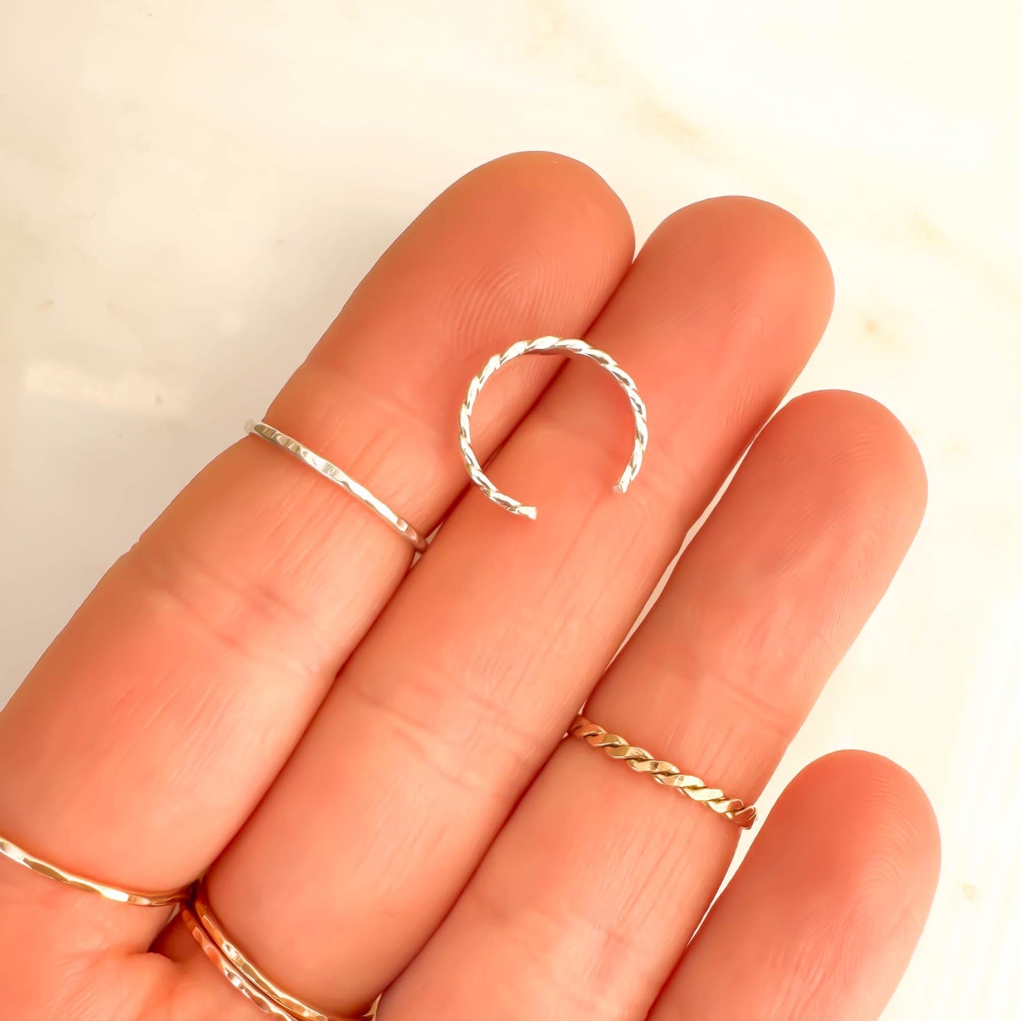 Flat Woven Conch Ear Cuff, Sterling Silver