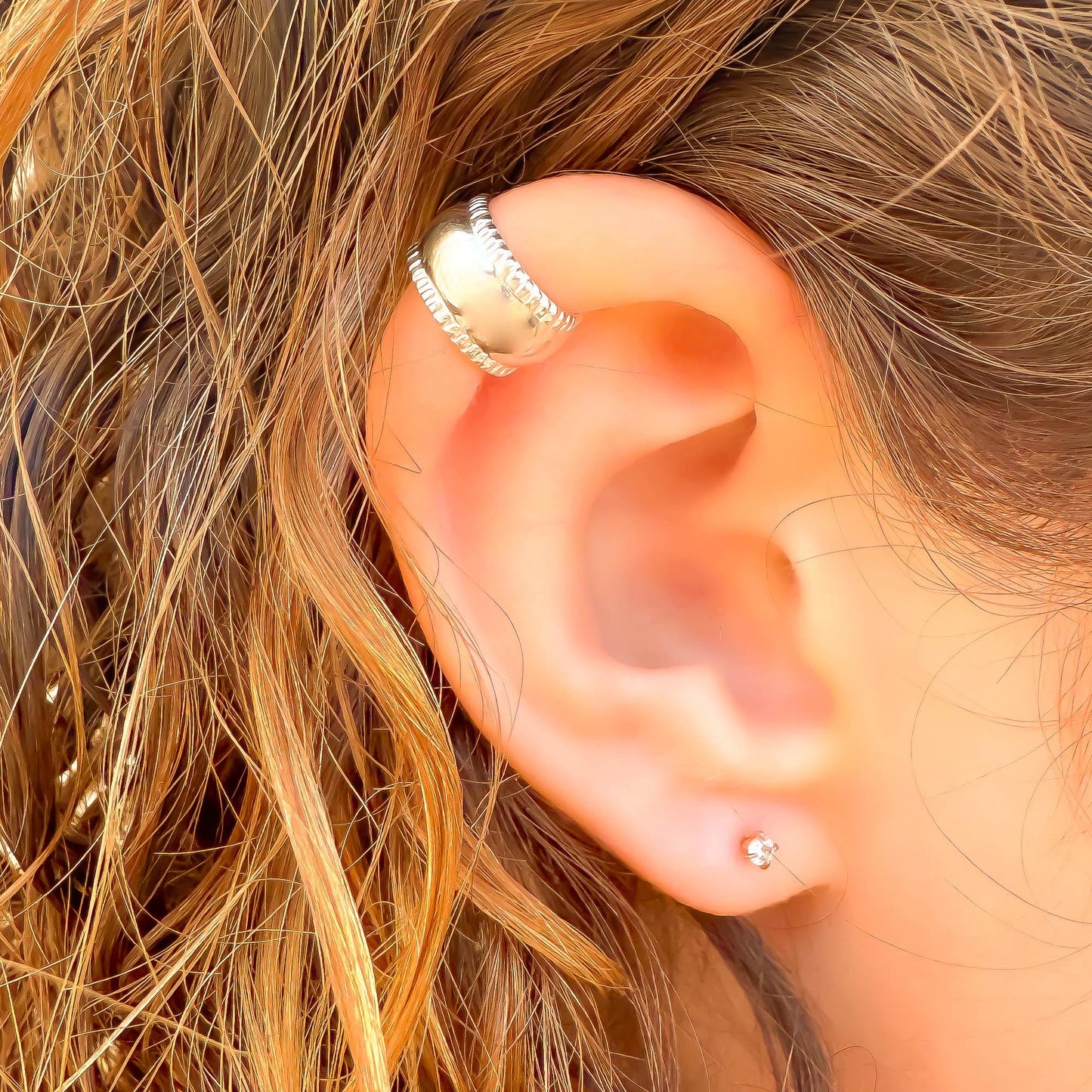 Mini Thick Domed Ear Cuff, Sterling Silver