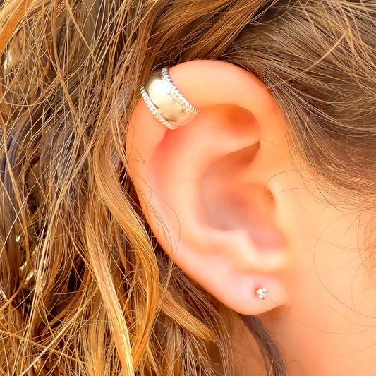 Mini Thick Domed Ear Cuff, Sterling Silver