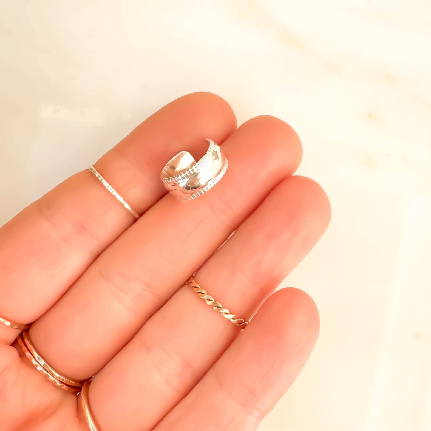 Domed Conch Ear Cuff, Sterling Silver
