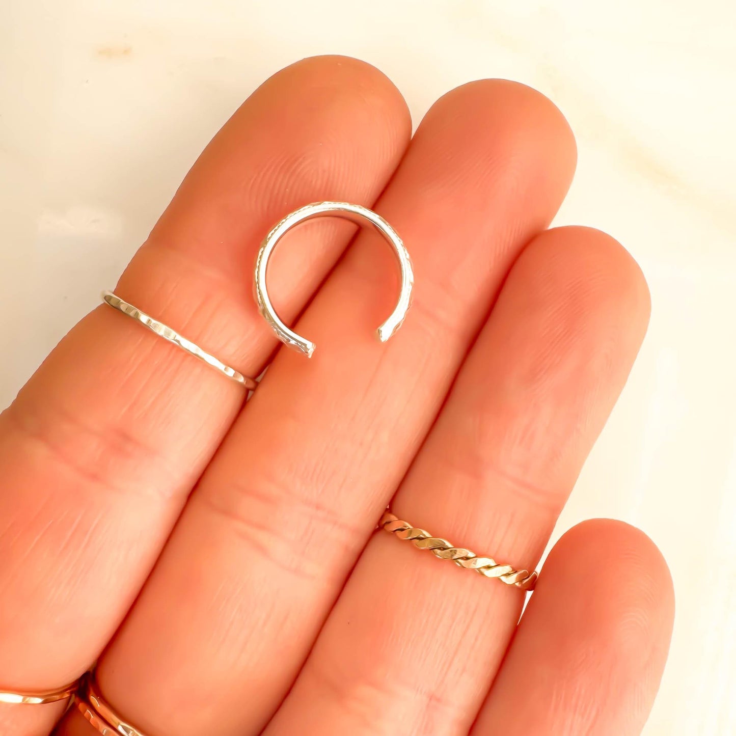 Floral Engraved Conch Ear Cuff, Sterling Silver
