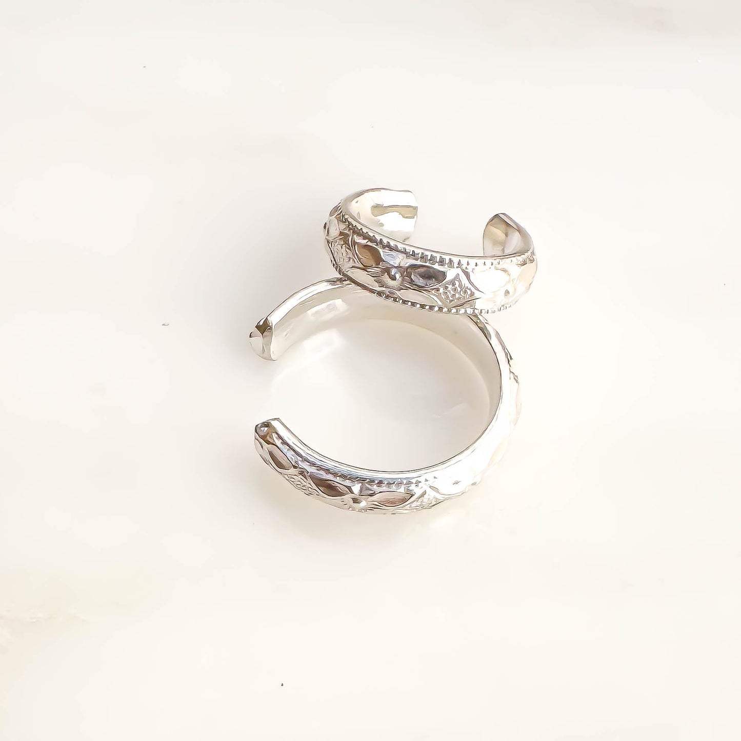 Floral Engraved Conch Ear Cuff, Sterling Silver