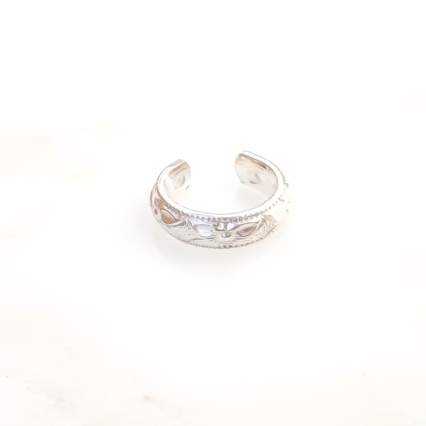 Floral Engraved Mini Ear Cuff, Sterling Silver
