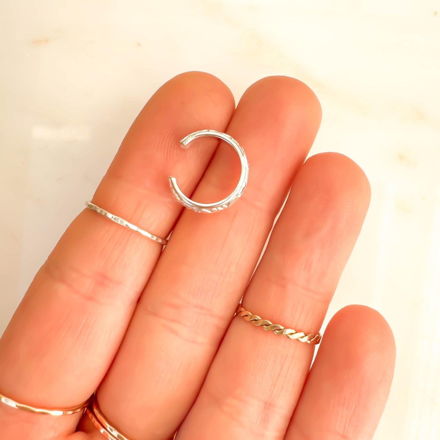 Leaf Swirl Conch Ear Cuff, Sterling Silver