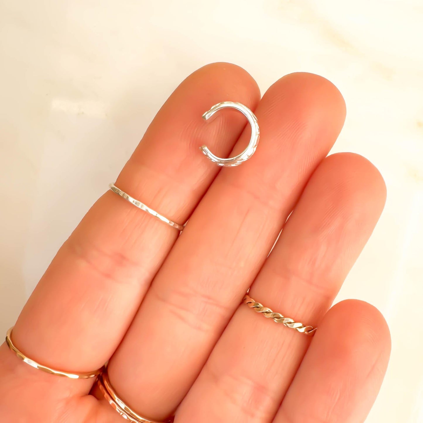 Leaf Swirl Mini Ear Cuff, Sterling Silver