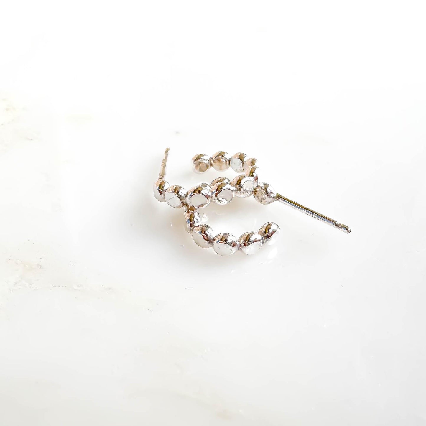 Mini Bead Dot Hoop Earrings, Sterling Silver