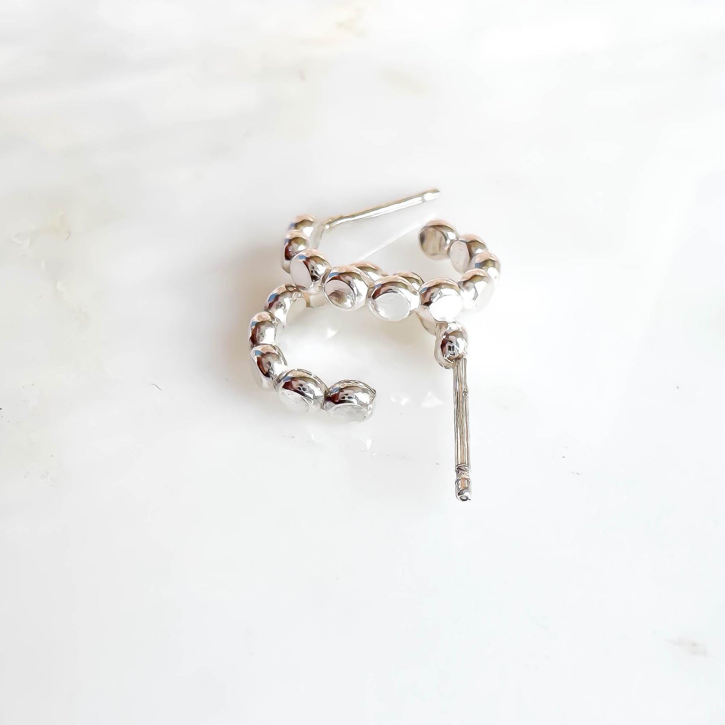 Mini Bead Dot Hoop Earrings, Sterling Silver