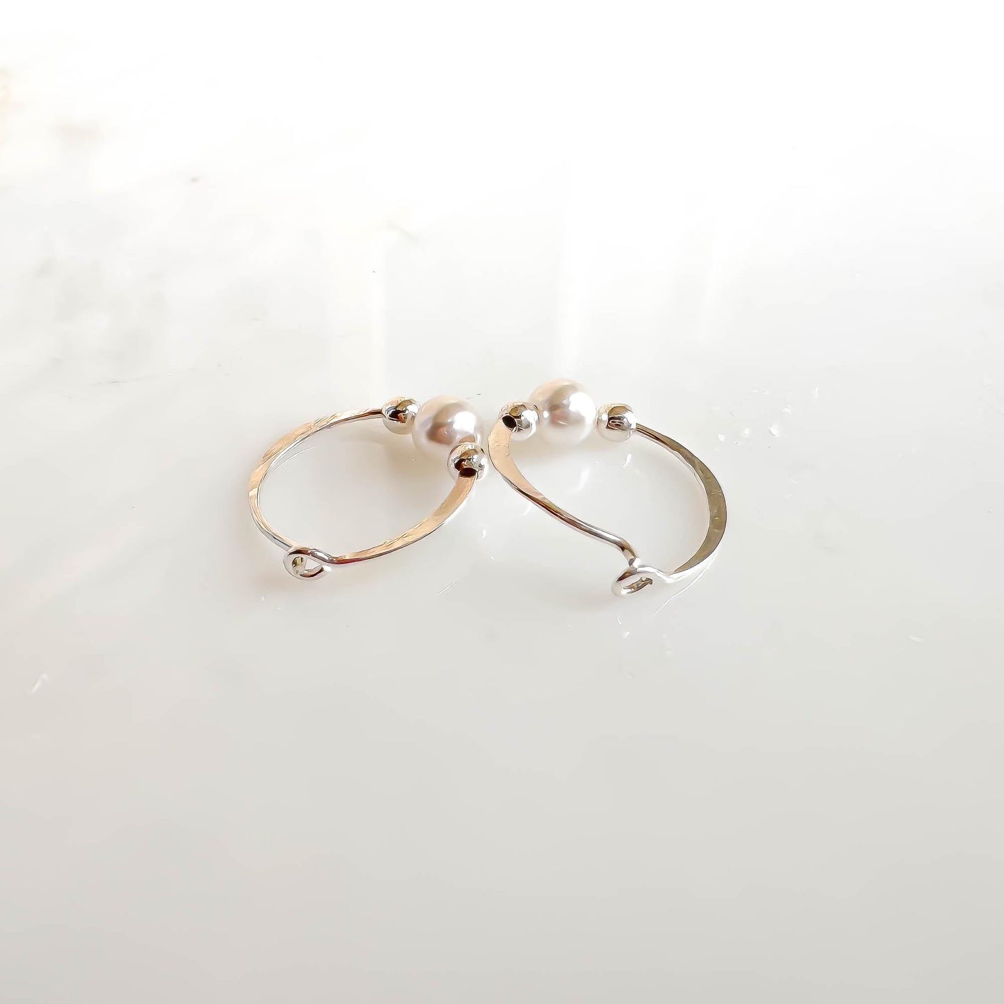 Crystal Pearl Bead Hoop Earrings, Sterling Silver