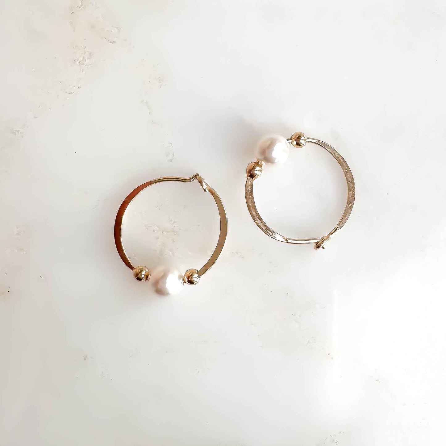 Crystal Pearl Bead Hoop Earrings, 14K Gold Filled