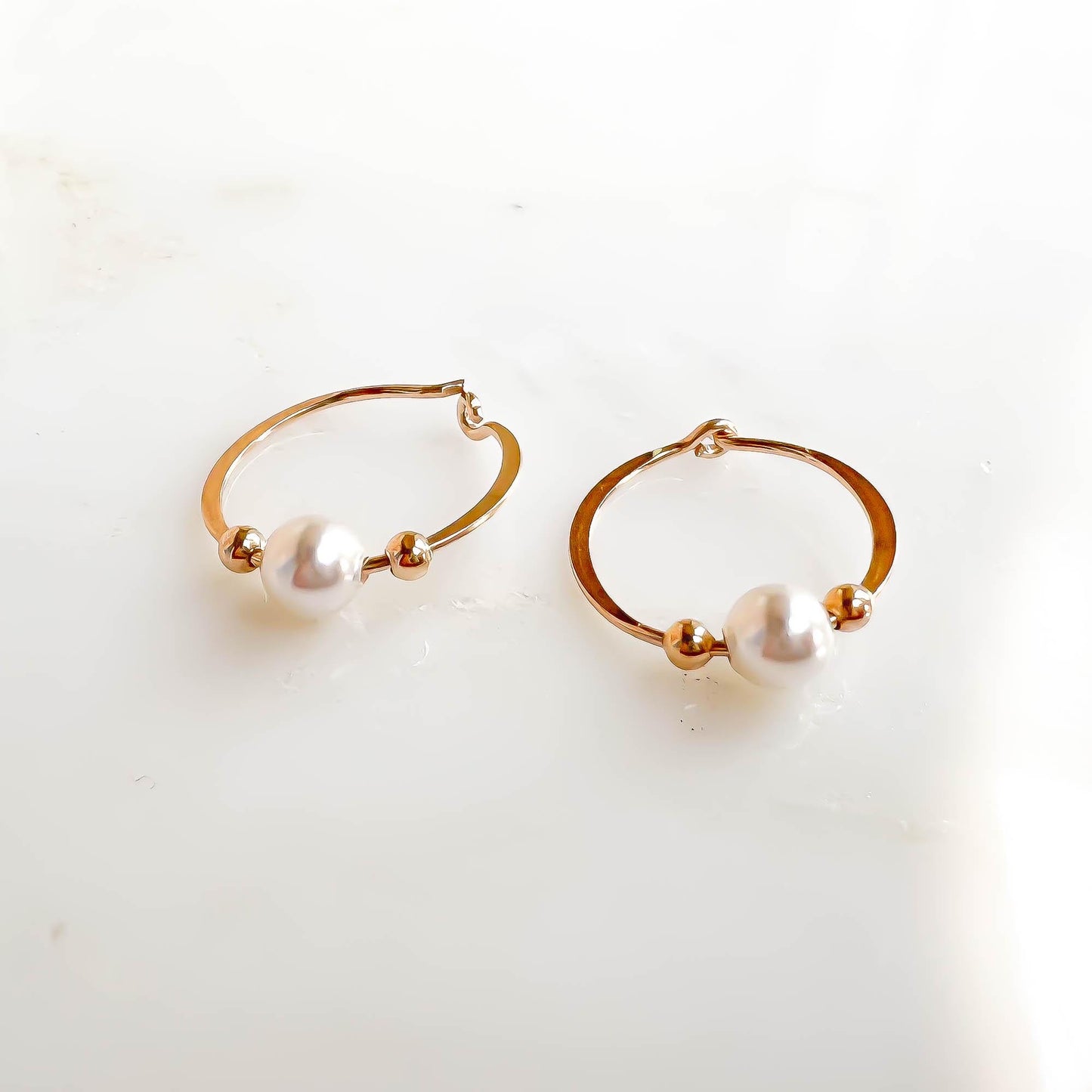 Crystal Pearl Bead Hoop Earrings, 14K Gold Filled